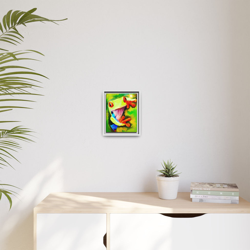 Colorful Tree Frog Matte Canvas Print — Framed Tropical Wall Art