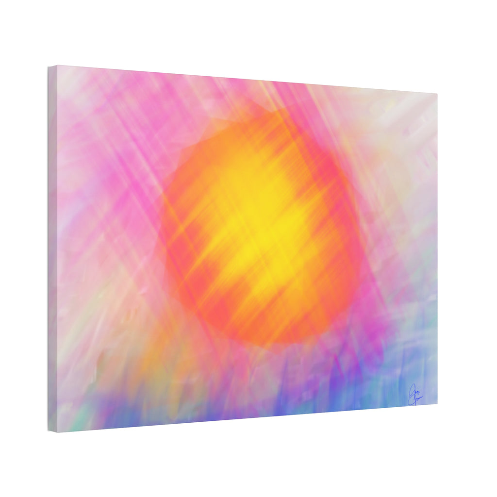 Abstract Sunrise Canvas Art - Vibrant Pink & Orange Sun Stretched Canvas