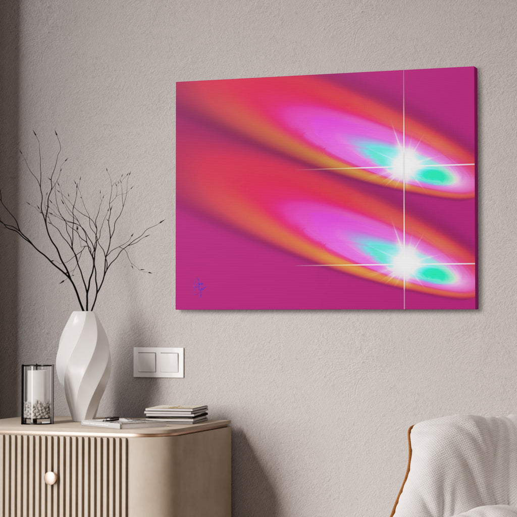 Abstract Neon Comet Canvas — Vibrant Turquoise & Pink Stretched Wall Art (1.5" Depth)