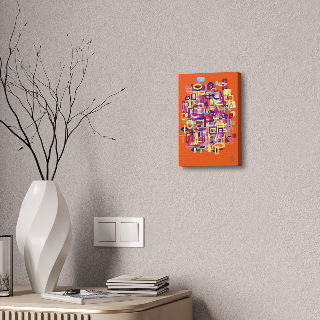 Abstract Neon Shapes Canvas Print — Colorful Geometric Wall Art on Black