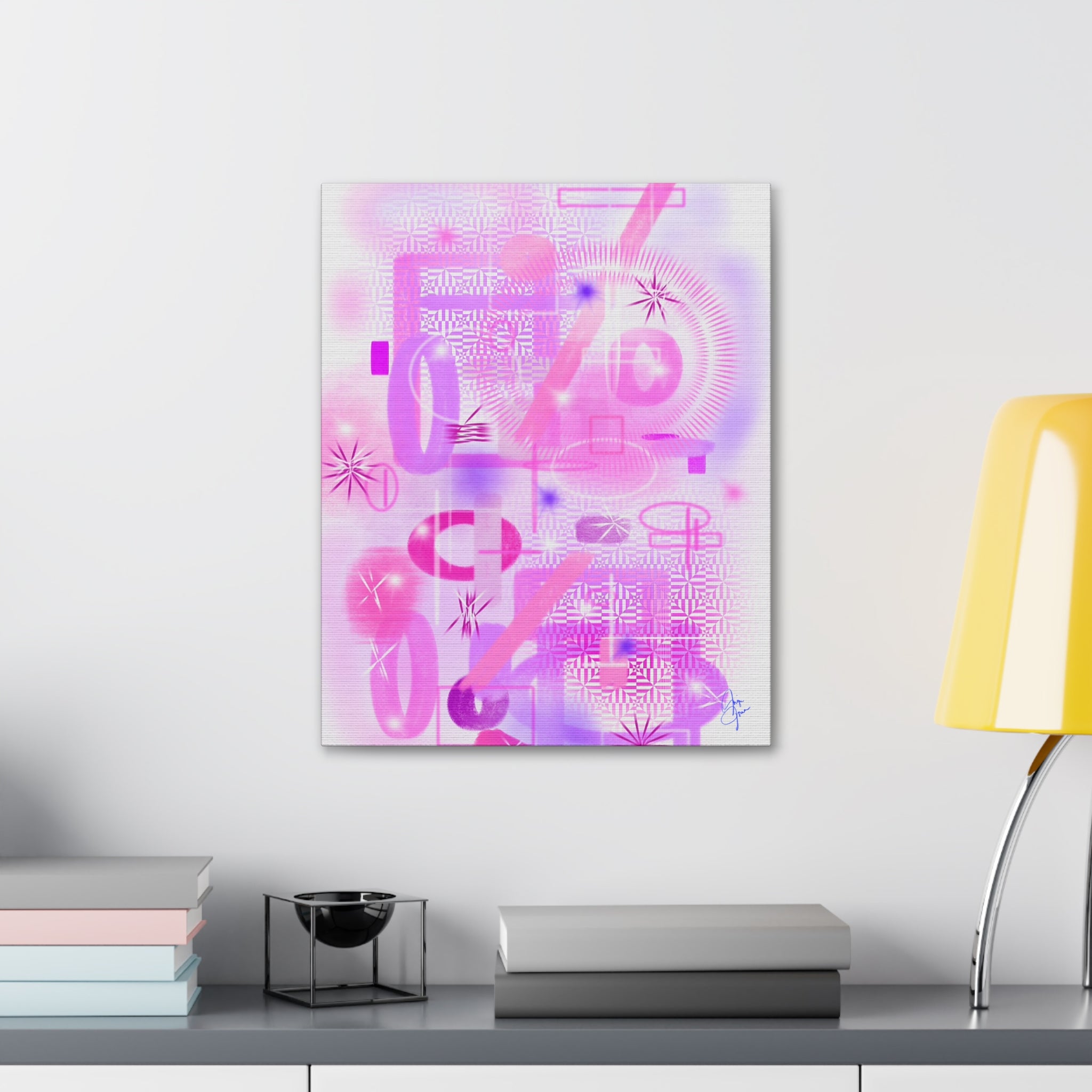 Abstract Pink Dream Canvas Wall Art — Modern Pastel Geometric Print