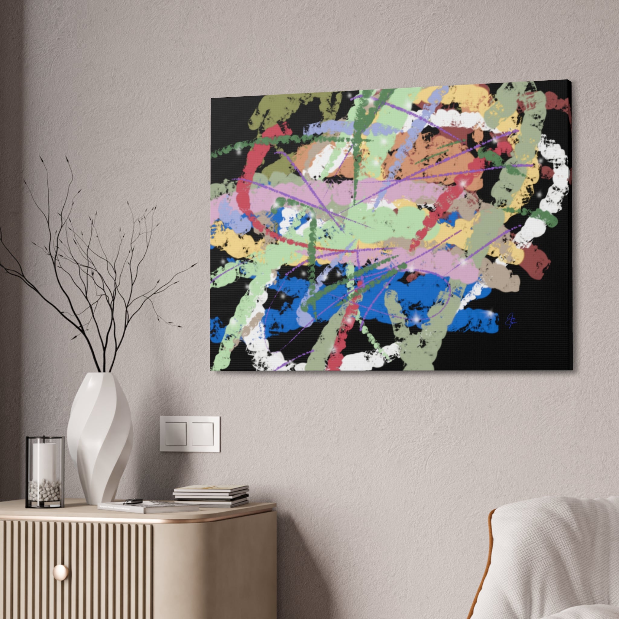 Abstract Color Splash Canvas Print — Vibrant Modern Wall Art (Stretched 1.5")