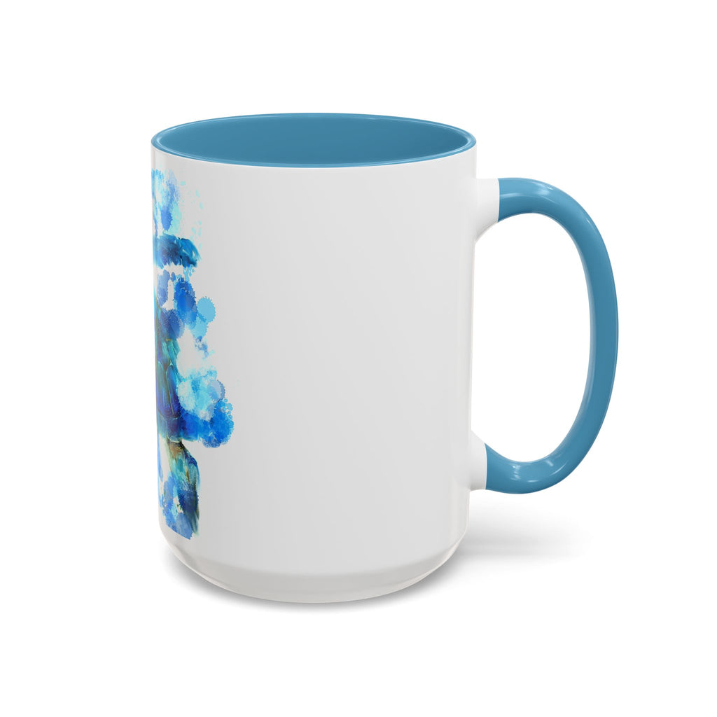Blue Sea Turtle Accent Coffee Mug — Watercolor Ocean Turtle 11/15oz