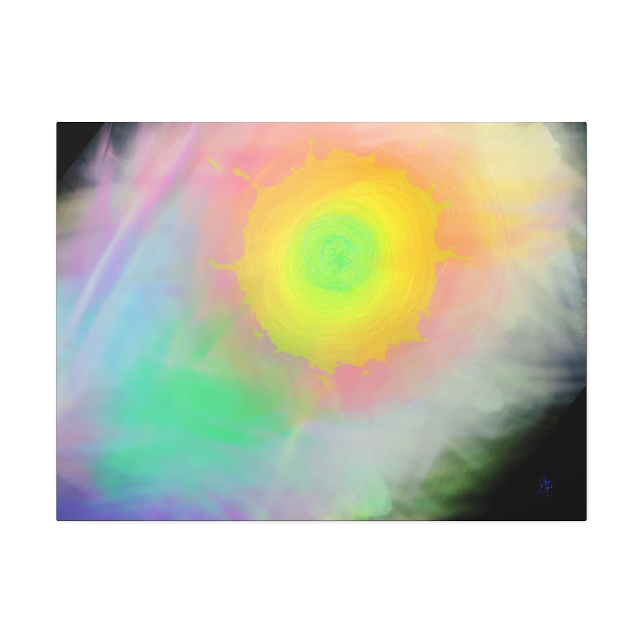 Neon Feather Canvas Stretched Wall Art