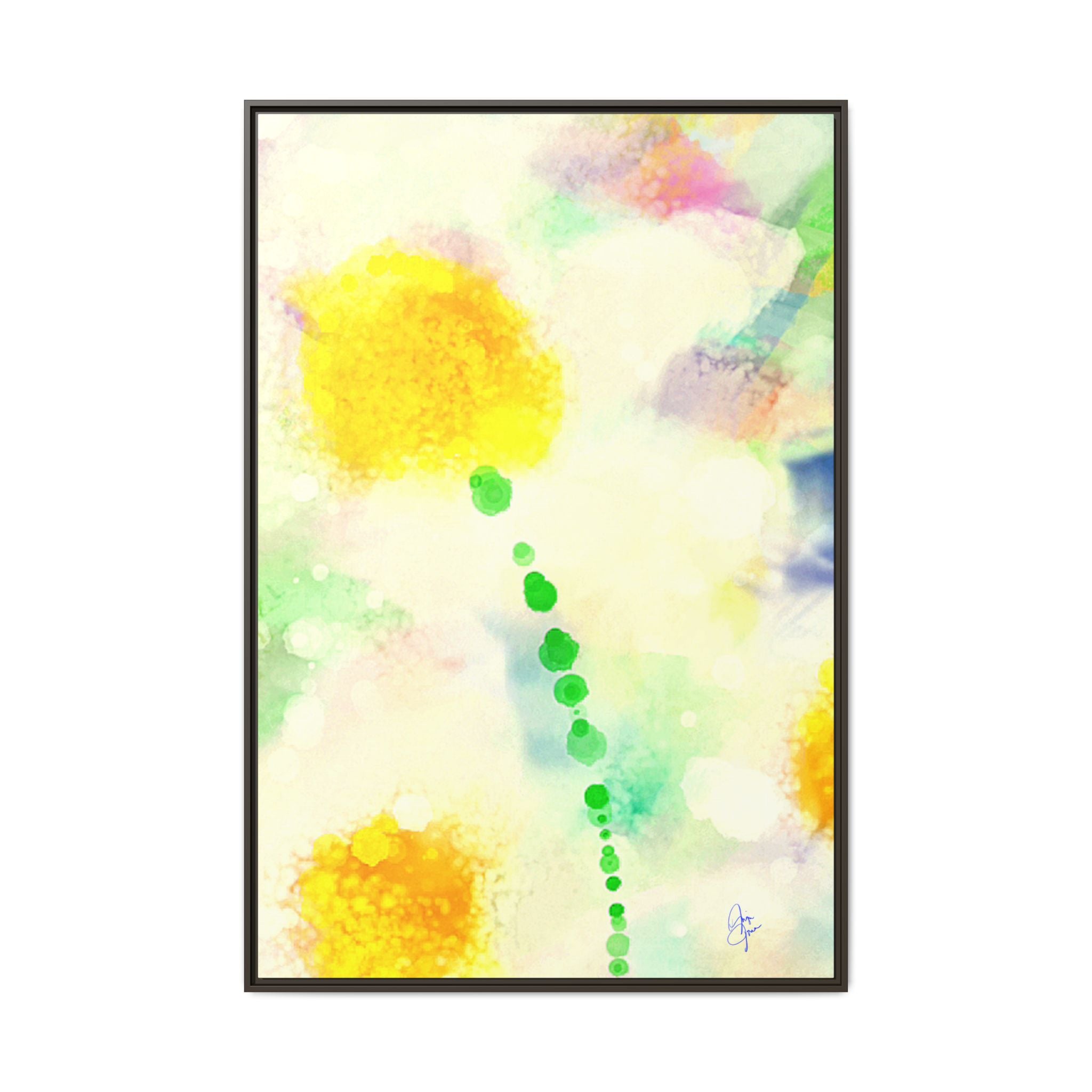 Framed Matte Canvas - Watercolor Yellow Floral Abstract Wall Art