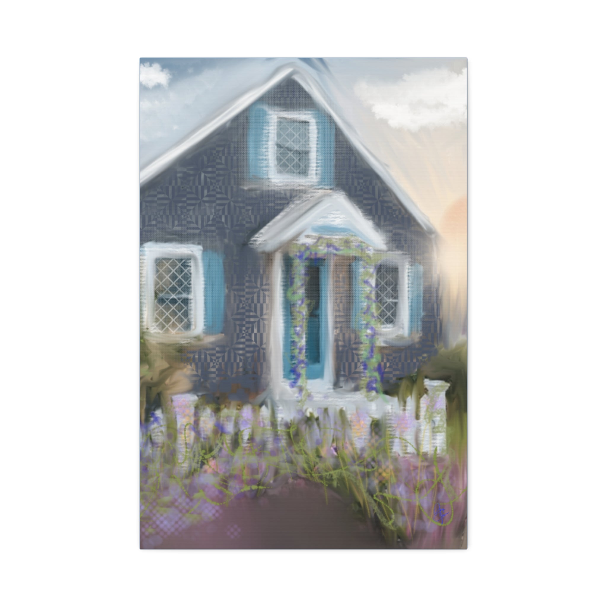 Coastal Cottage Garden Canvas Print — Stretched 1.5" Wall Art