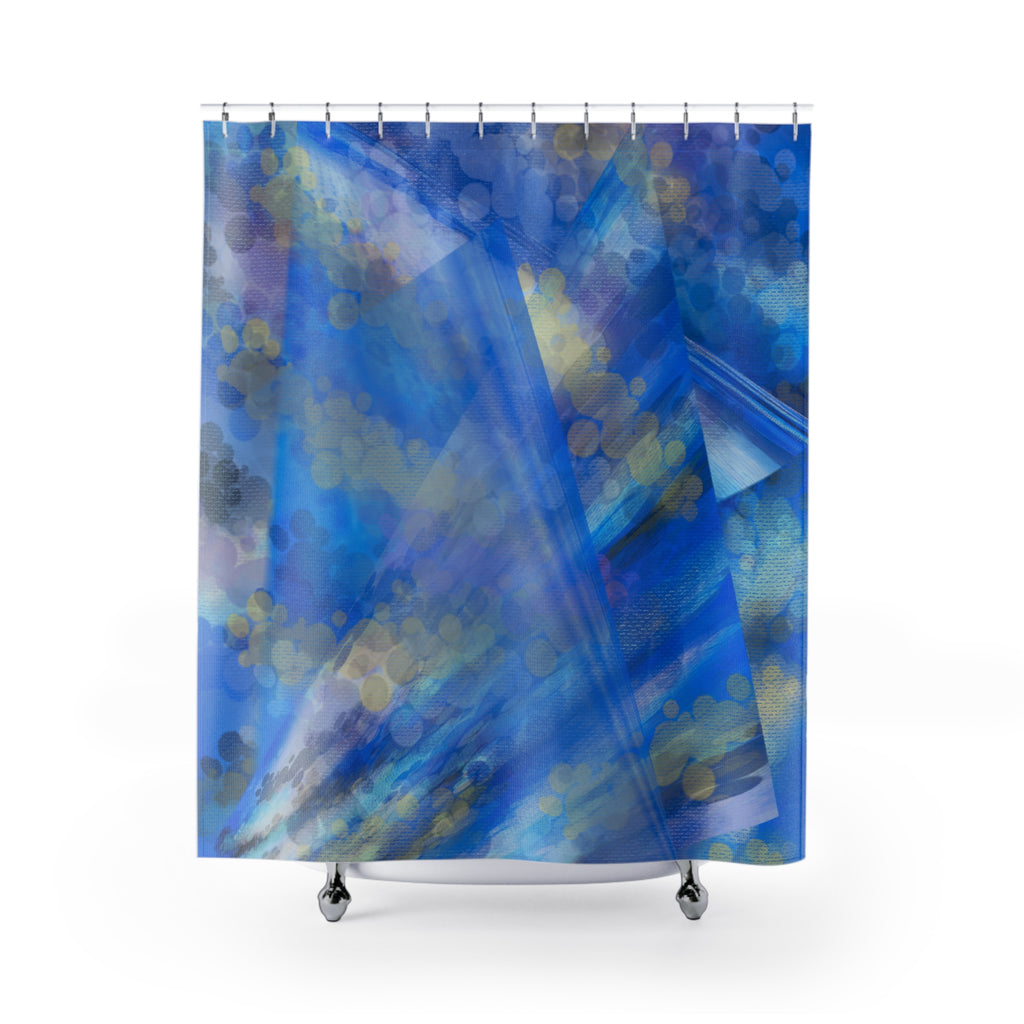 Blue Bokeh Abstract Shower Curtain – Calming Ocean-Inspired Bathroom Decor
