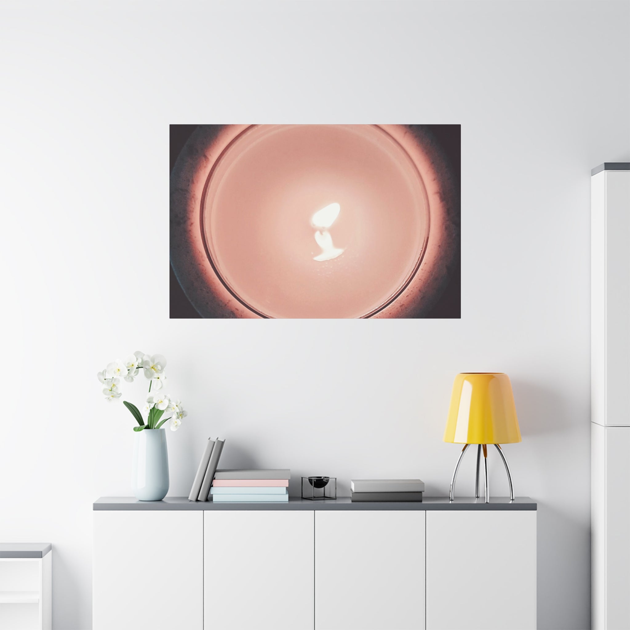 Candle Flame Matte Canvas Wall Art — Warm Glow Minimalist Home Decor