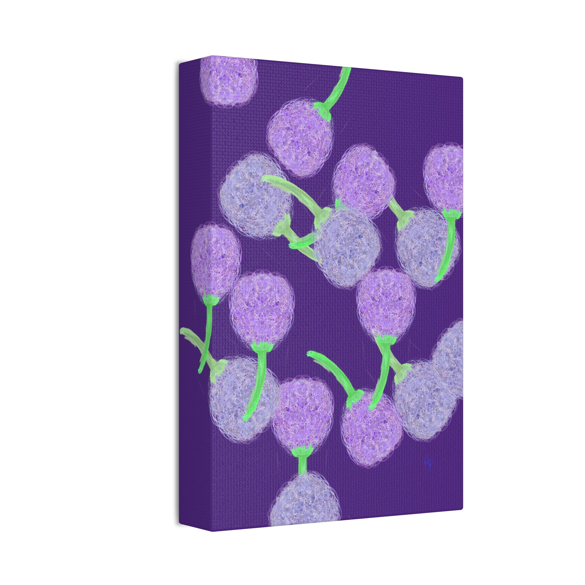 Purple Berry Art Canvas Print — Floral Abstract Wall Decor (Stretched 1.5")