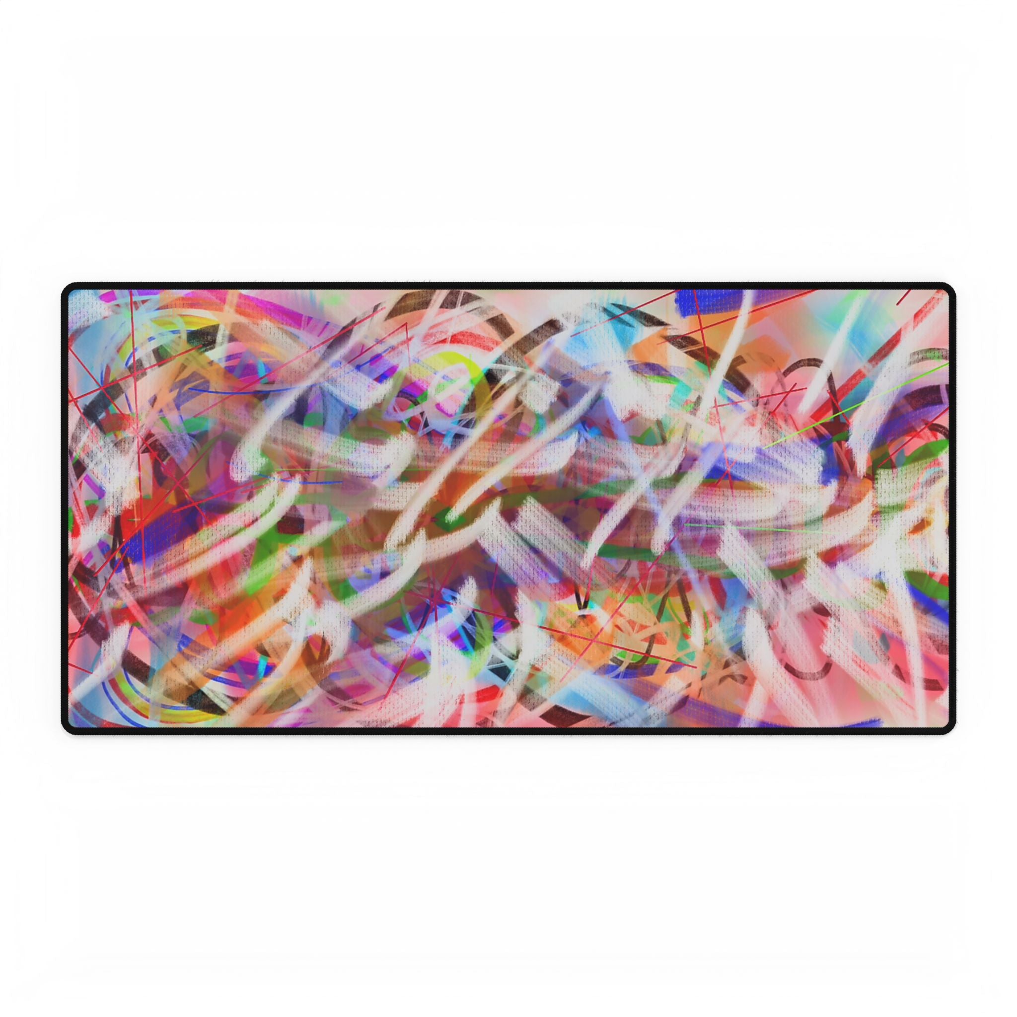 Abstract Neon Swirl Desk Mat — Colorful Artistic Mouse Pad