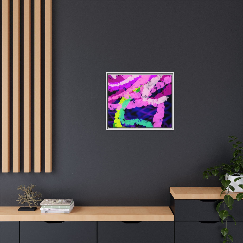 Framed Matte Canvas - Neon Rose Abstract Wall Art