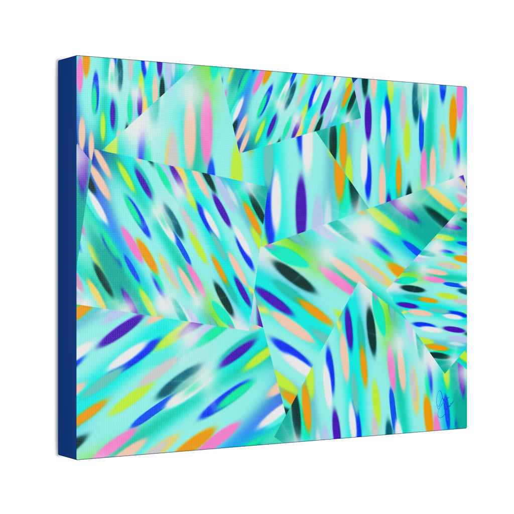 Abstract Aqua Canvas Print — Turquoise Geometric Art on Stretched 1.5" Canvas