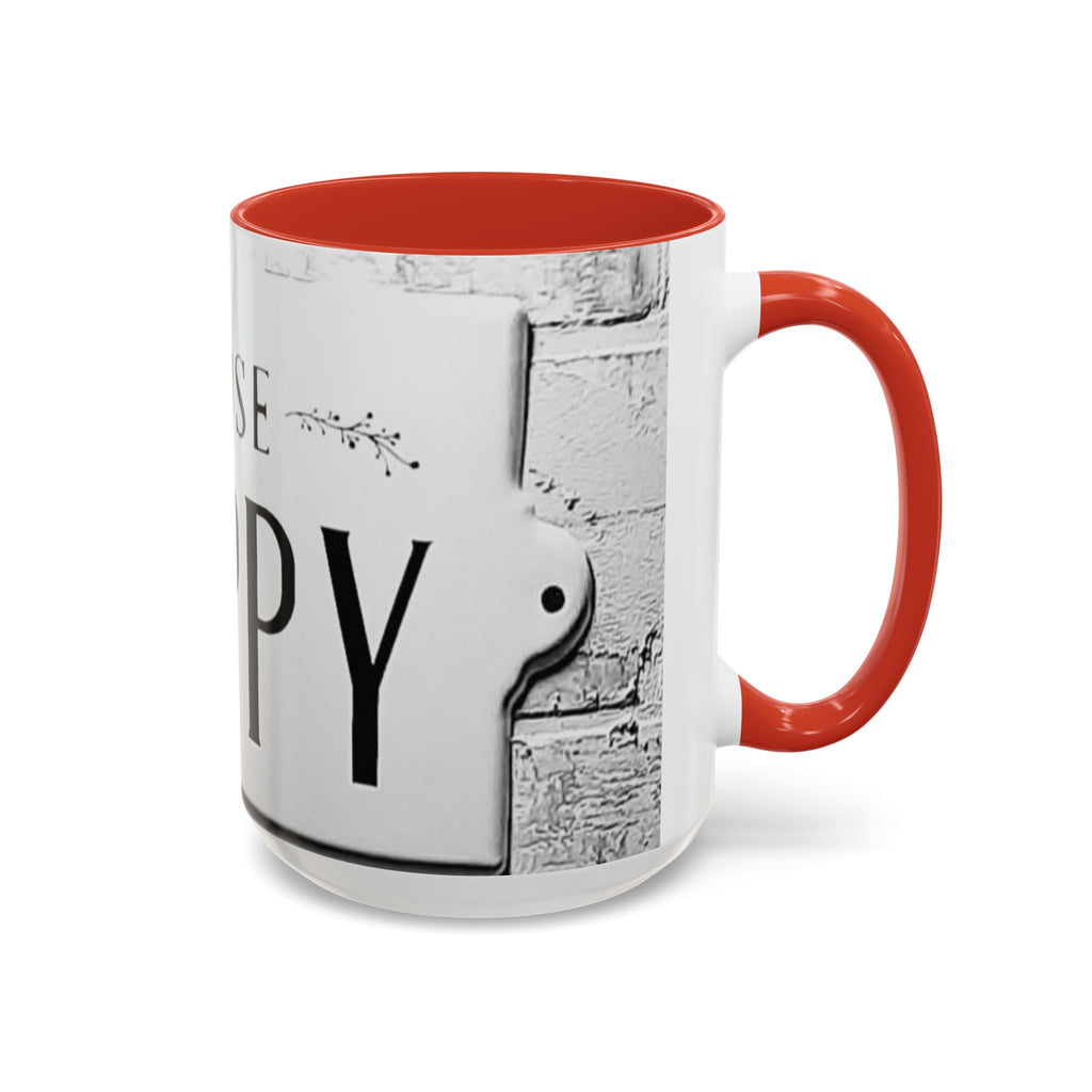 Choose Happy Accent Coffee Mug – Inspirational Black & White Ceramic Mug (11/15oz)