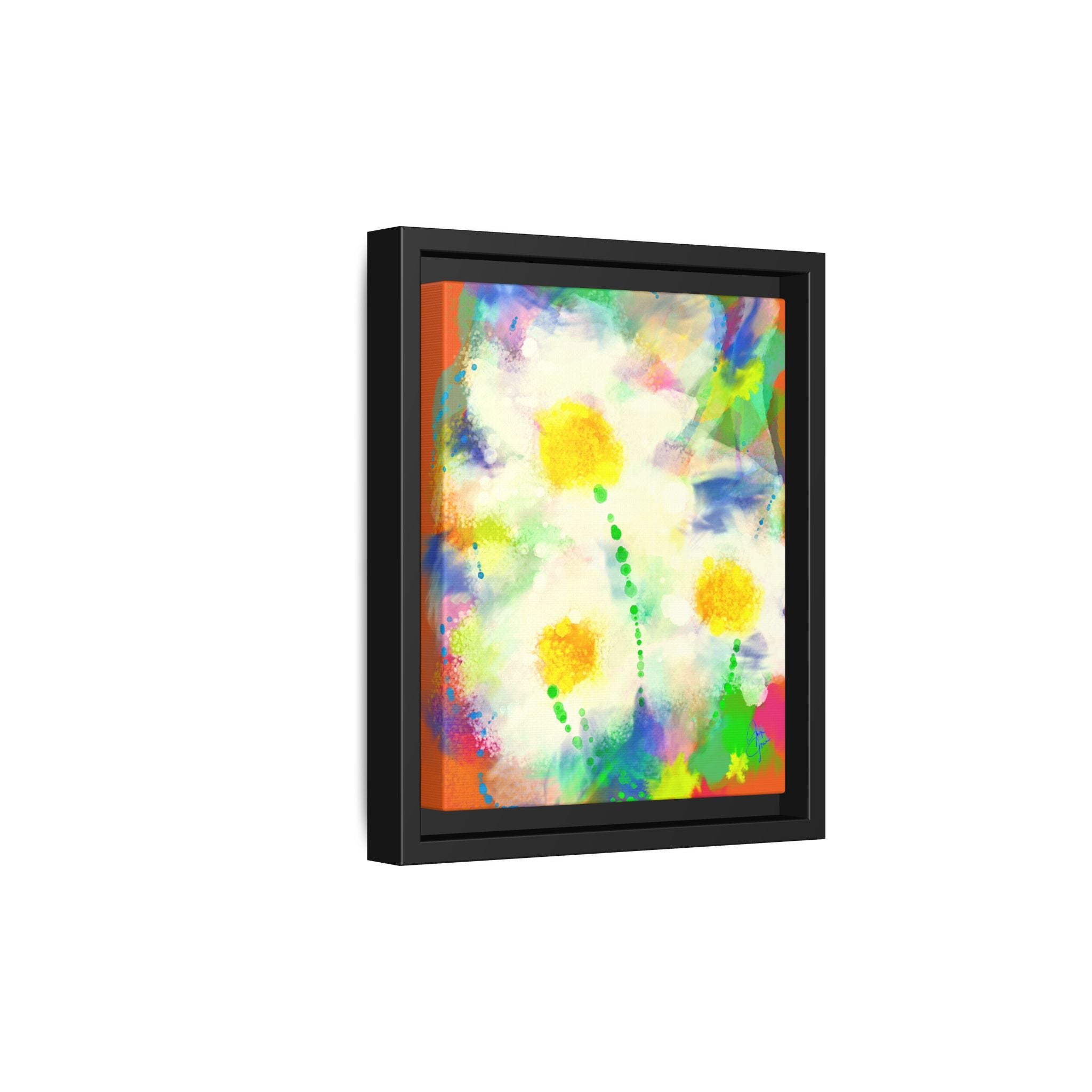 Framed Matte Canvas - Watercolor Yellow Floral Abstract Wall Art