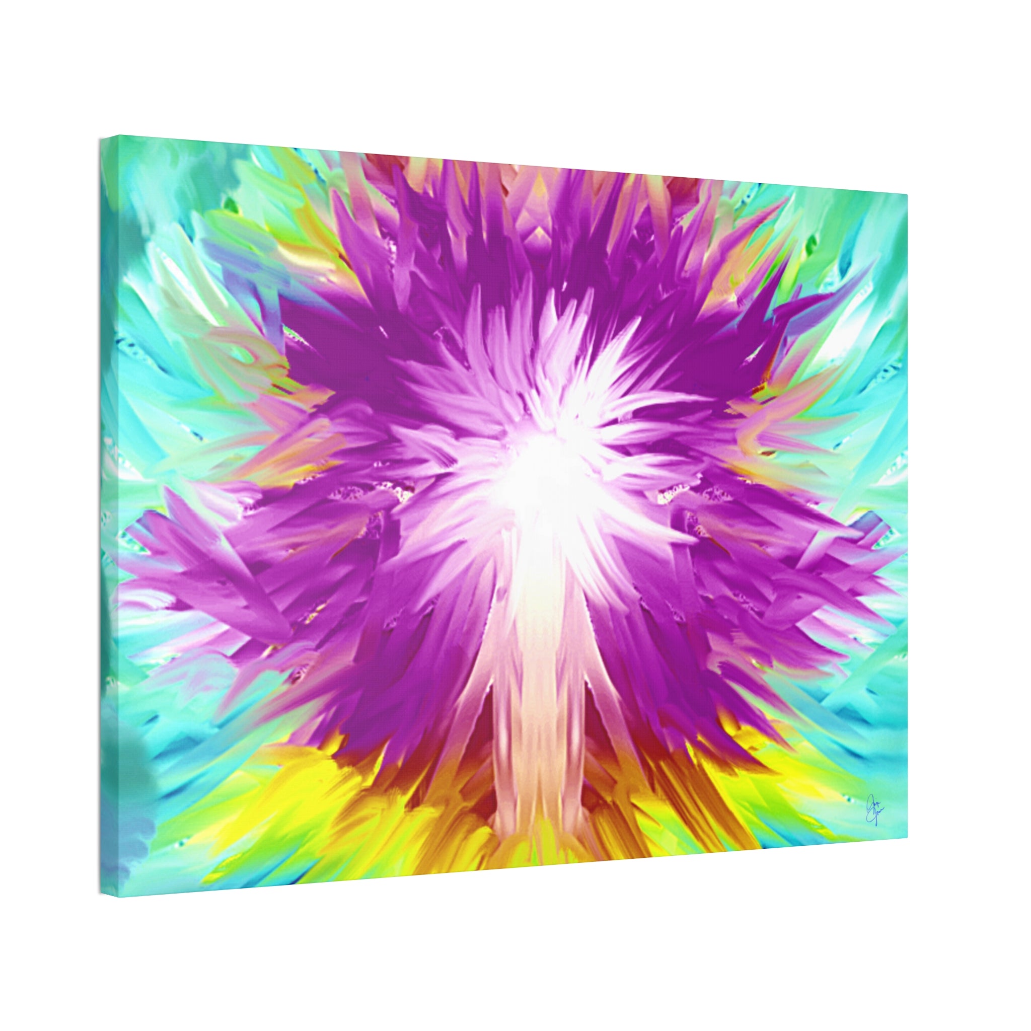 Abstract Radiant Burst Canvas - Vibrant Purple Floral Wall Art (Stretched 1.5")