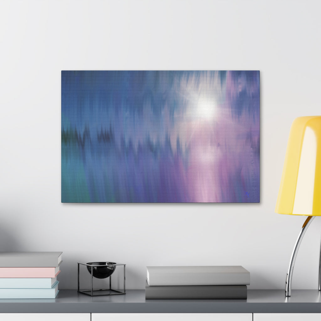 Abstract Dawn Canvas Art – Purple & Blue Gradient Stretched Canvas