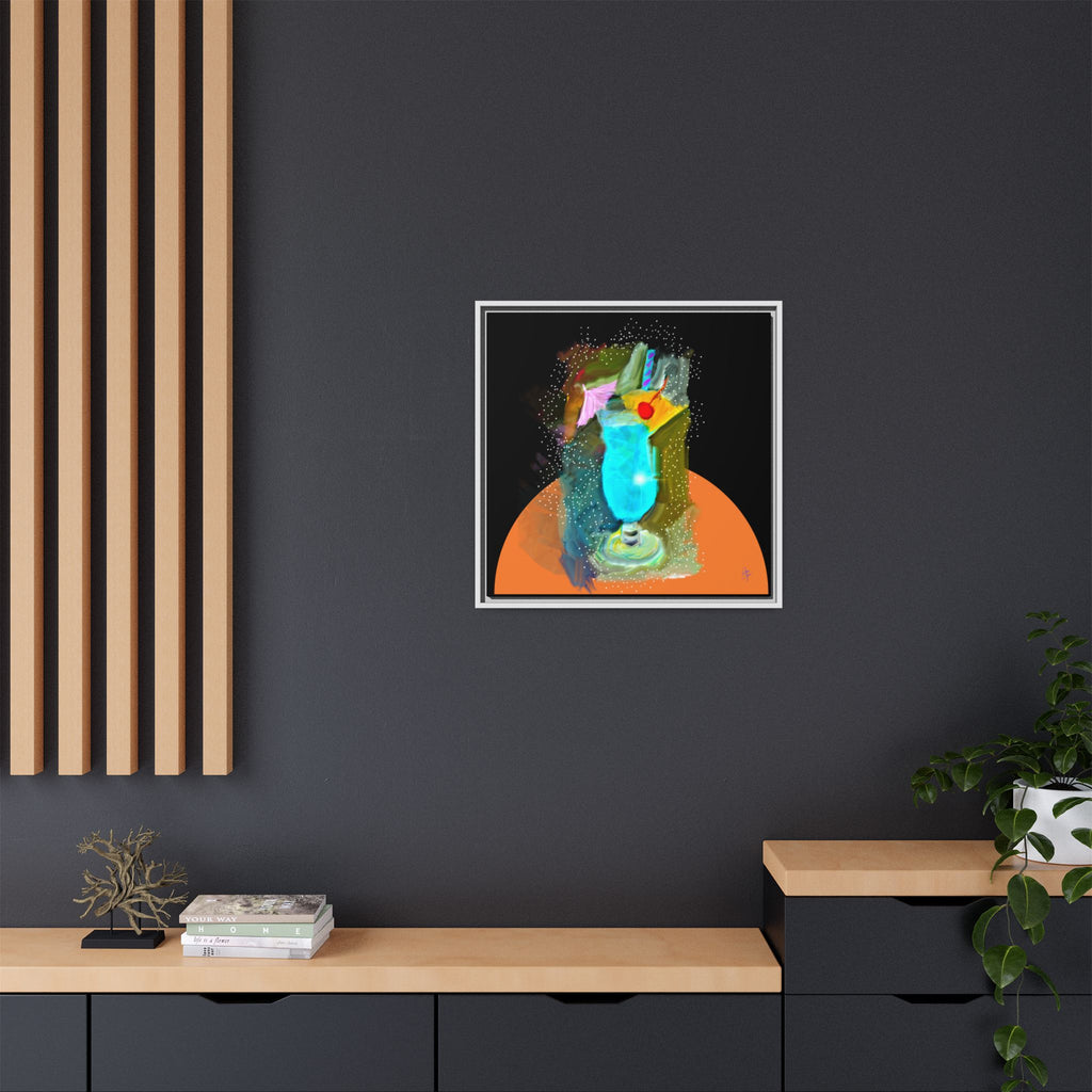 Tropical Blue Cocktail Canvas Print — Framed Matte Bar Art