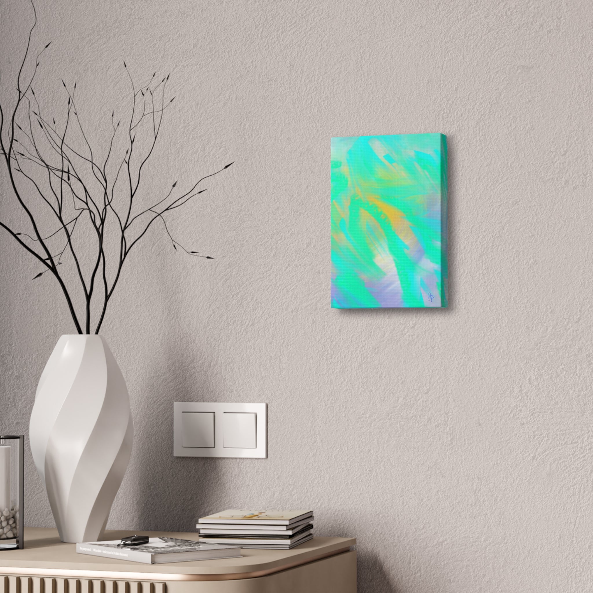 Turquoise Abstract Canvas Print – Ocean Breeze Stretched Wall Art