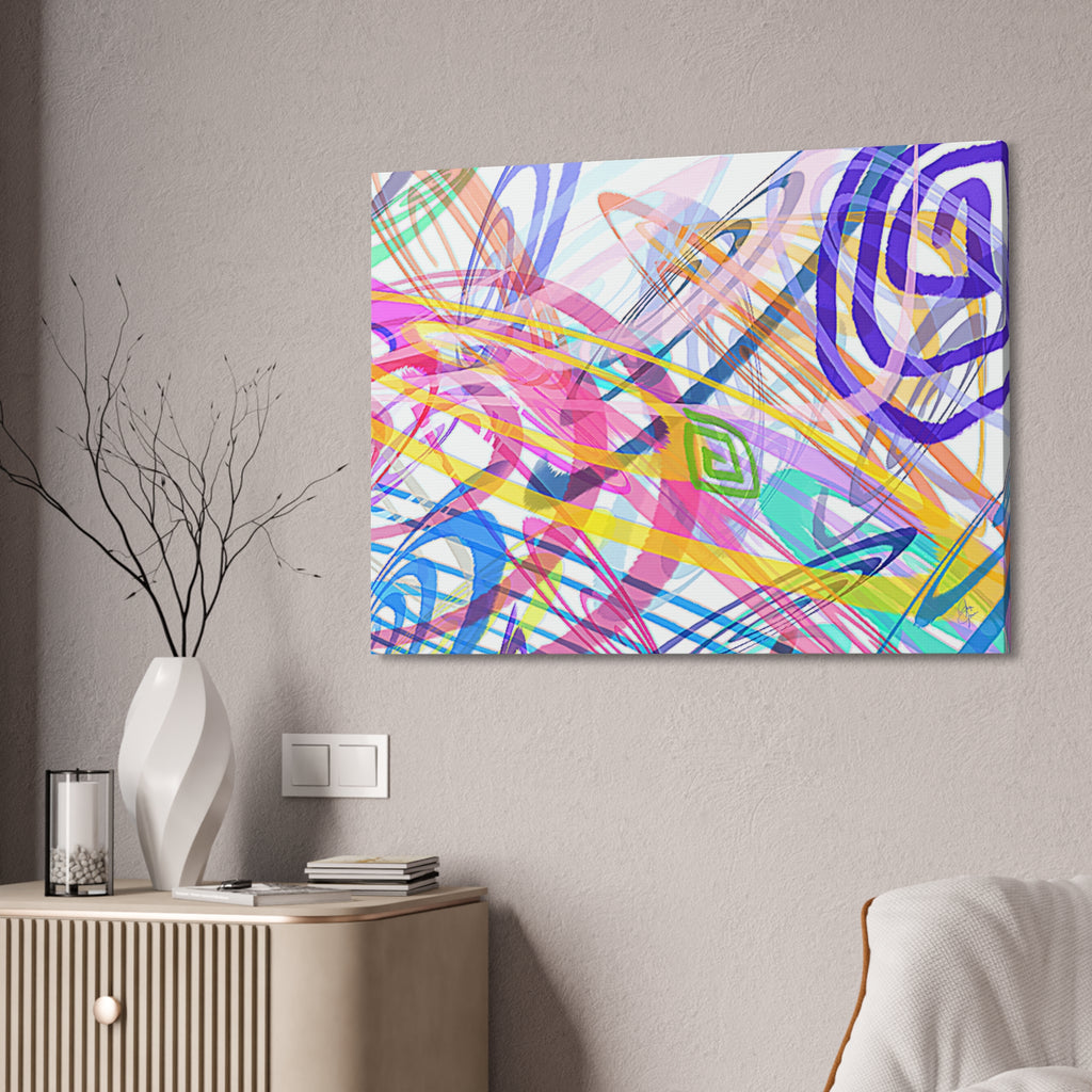 Abstract Rainbow Scribble Canvas – Colorful Modern Wall Art (1.5" Stretched)