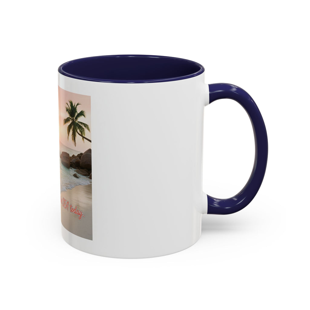 Tropical Beach Coffee Mug — Sunset Palm Ocean Accent Mug (11/15 oz)