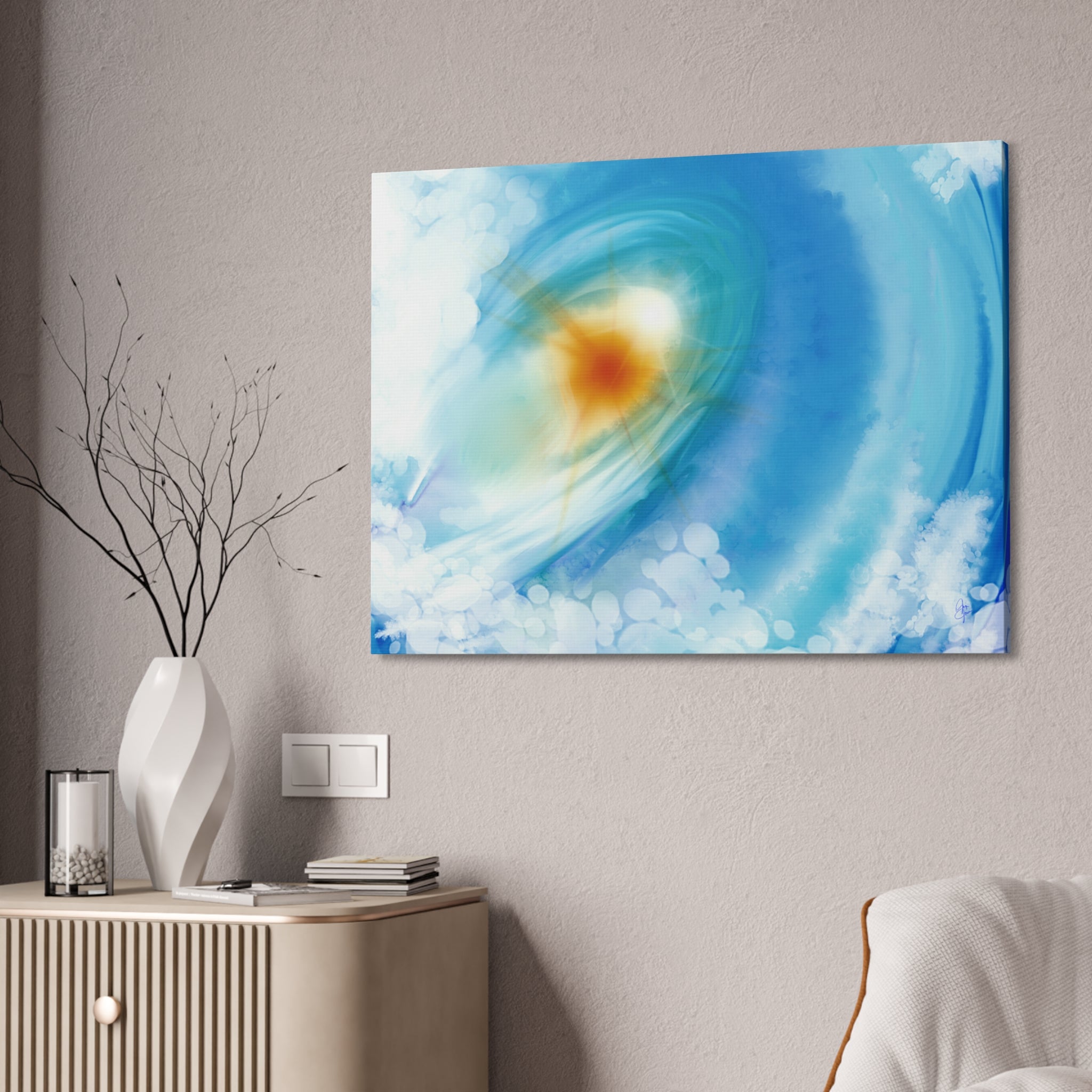 Abstract Ocean Vortex Canvas Print — Blue Swirl Wall Art
