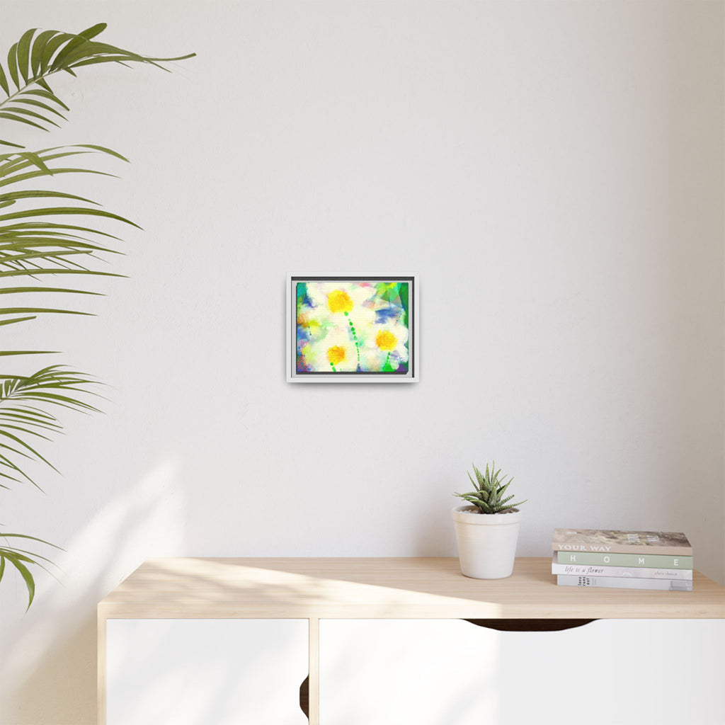 Framed Matte Canvas - Watercolor Yellow Floral Abstract Wall Art
