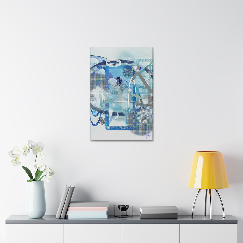 Abstract Blue Ocean Canvas Print – Modern Geometric Wall Art (Stretched 1.5")