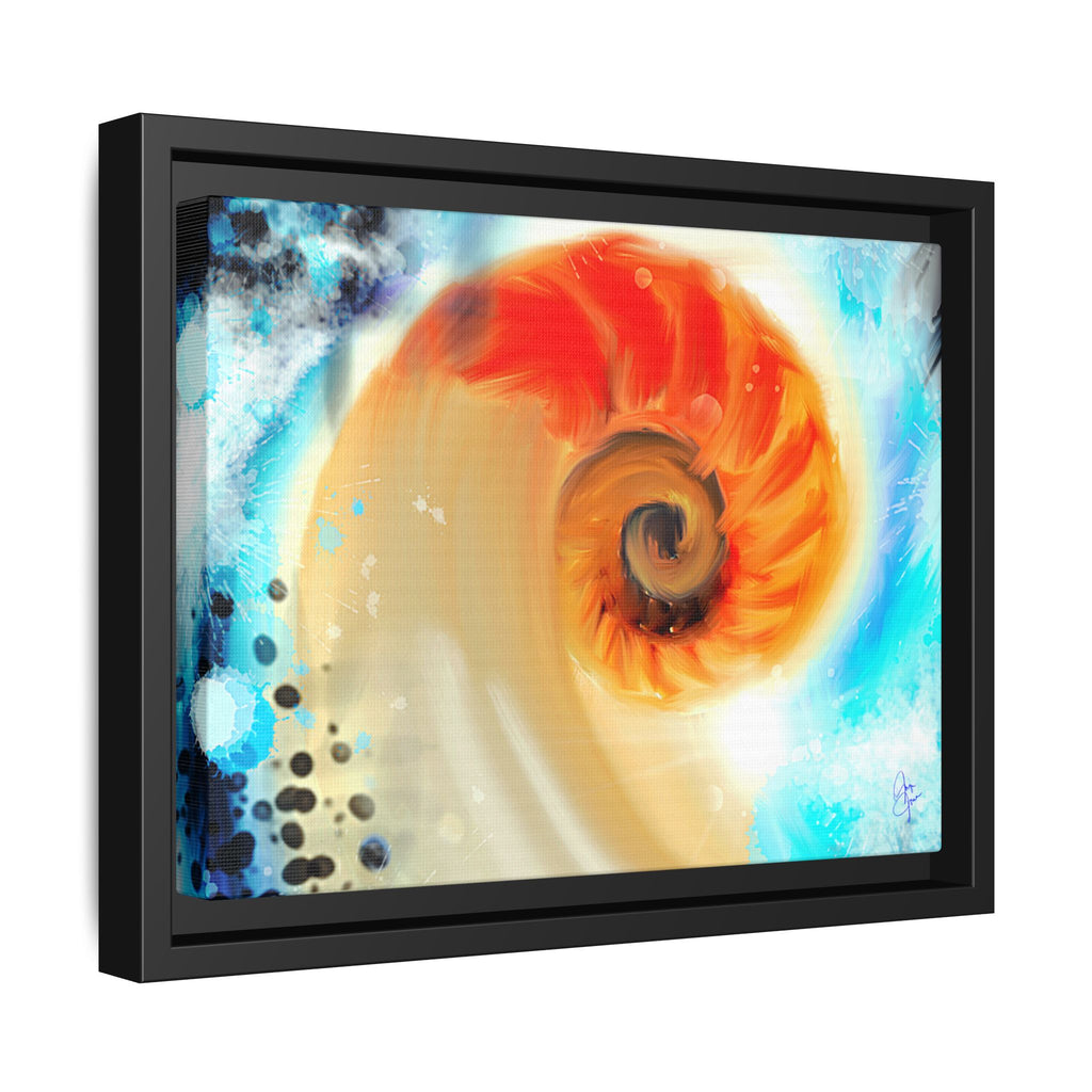 Framed Abstract Spiral Canvas Art — Vibrant Nautical Wave Print