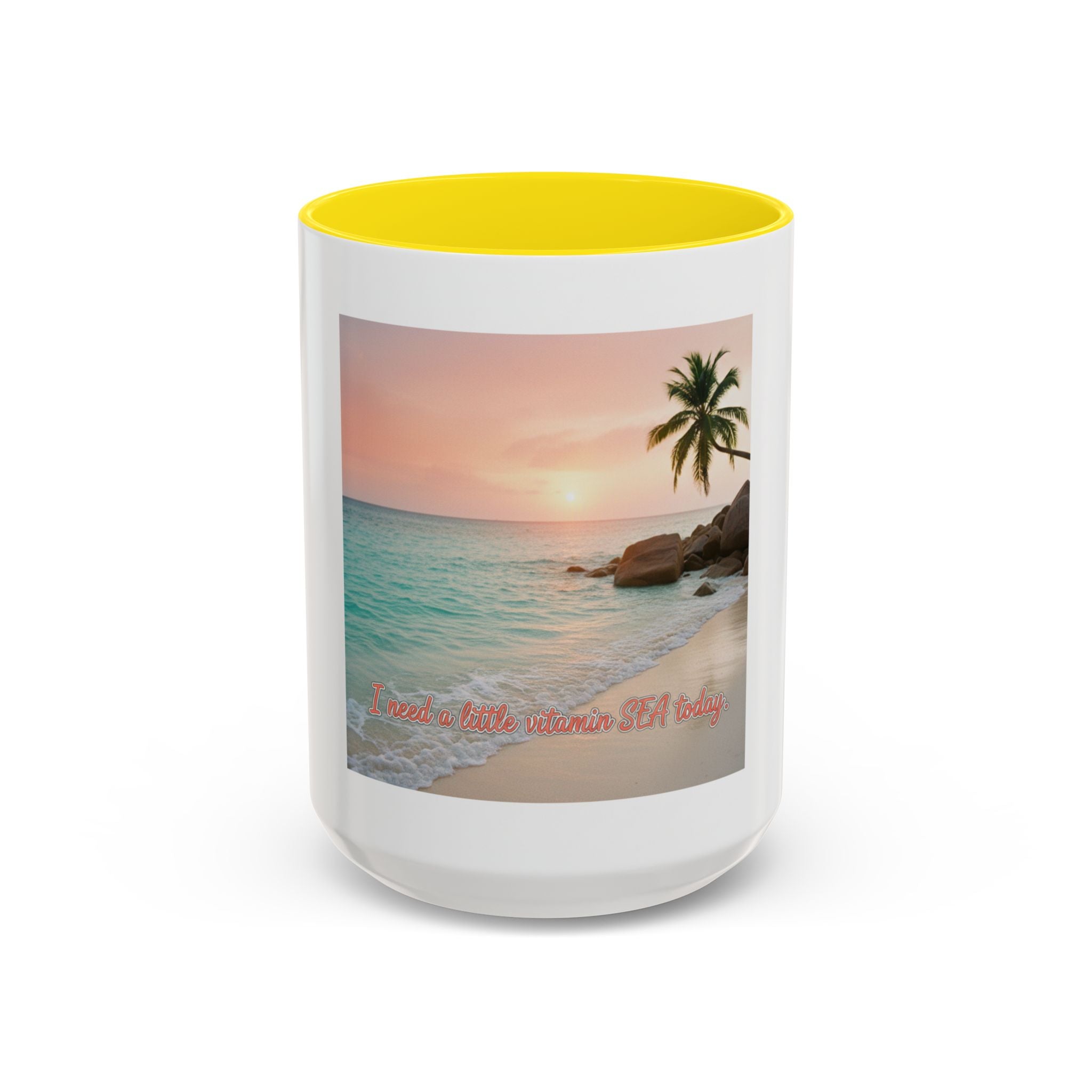 Tropical Beach Coffee Mug — Sunset Palm Ocean Accent Mug (11/15 oz)