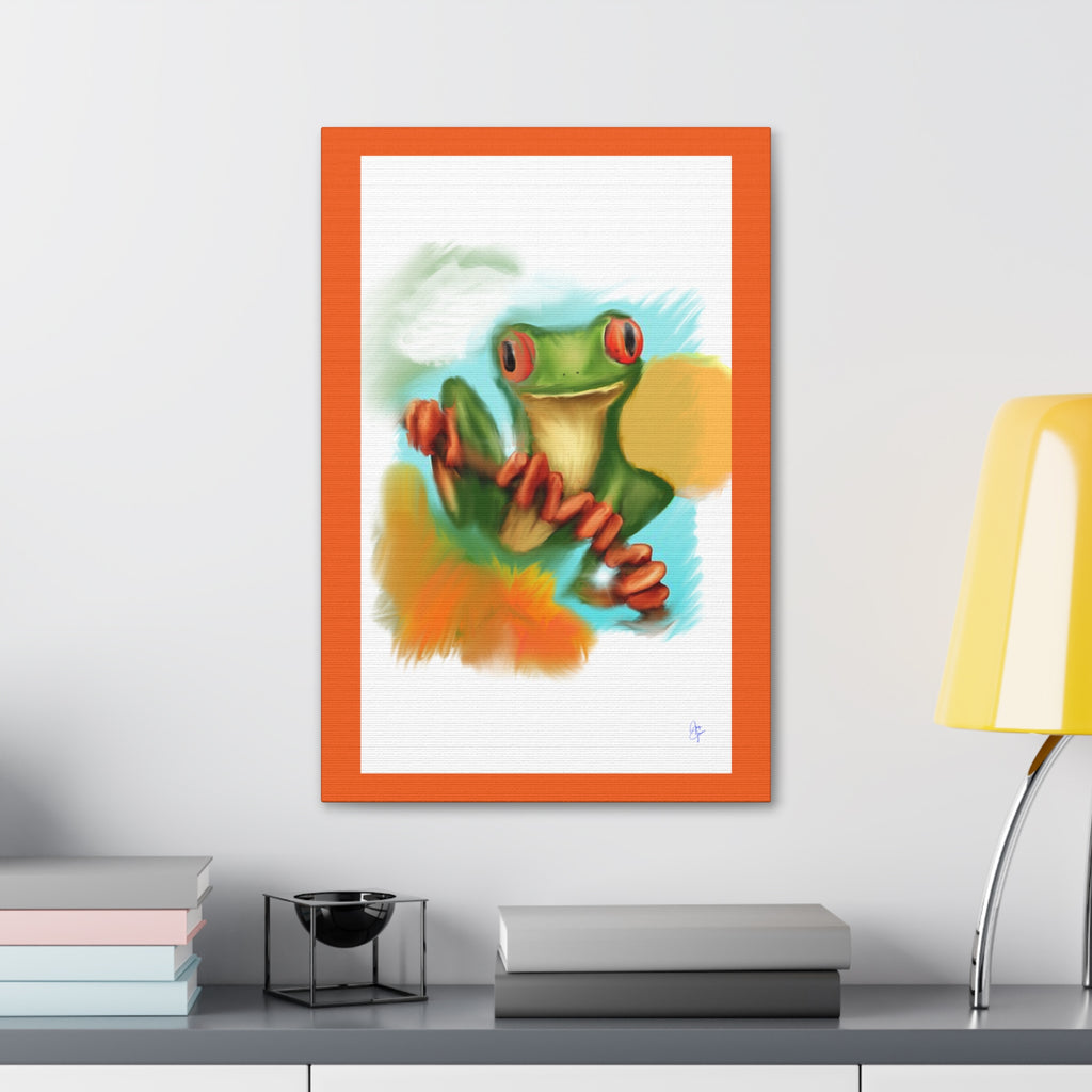 Red-Eyed Tree Frog Canvas Art – Colorful Tropical Wildlife Wall Decor, Stretched 1.5"