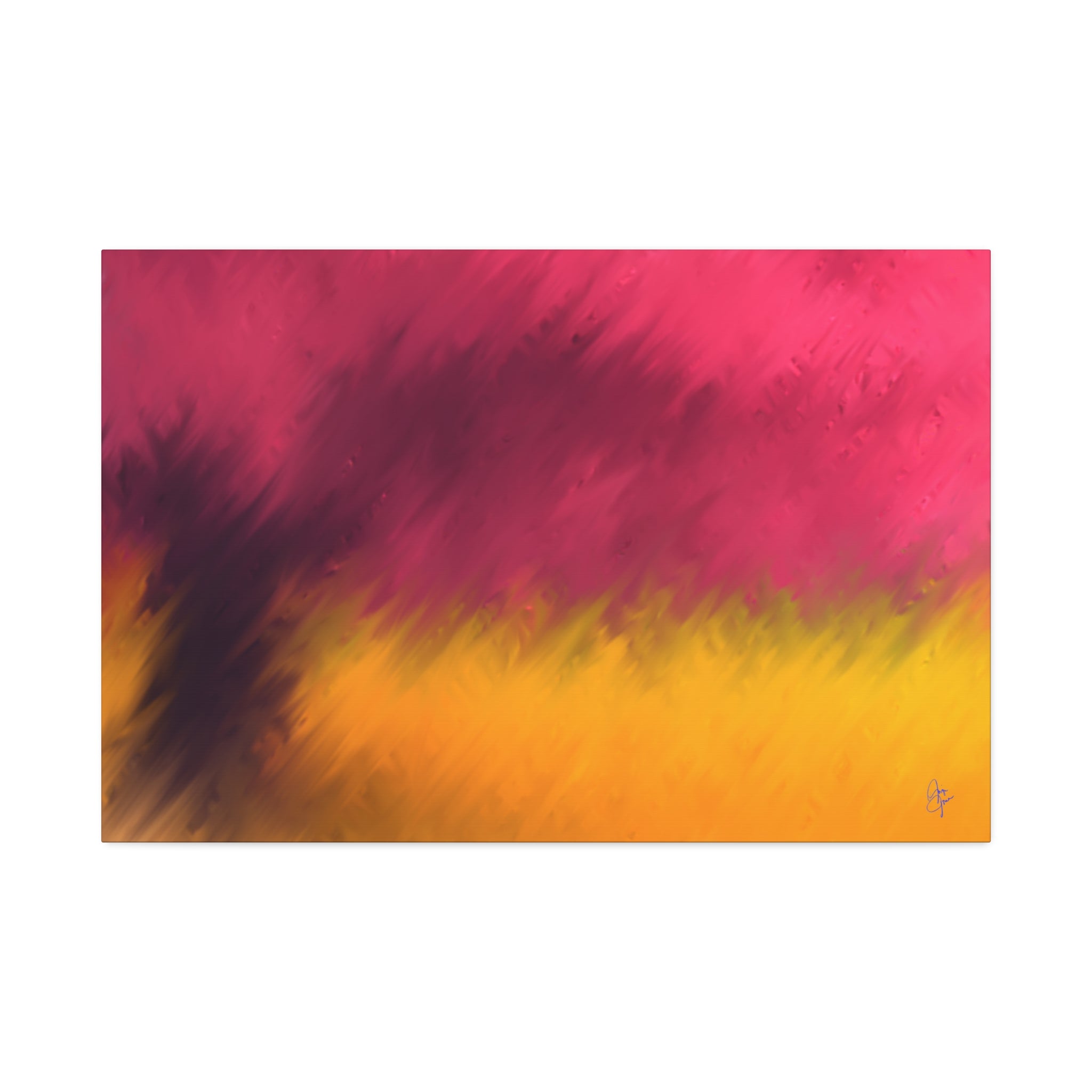 Abstract Sunset Canvas - Pink & Gold Stretched Wall Art
