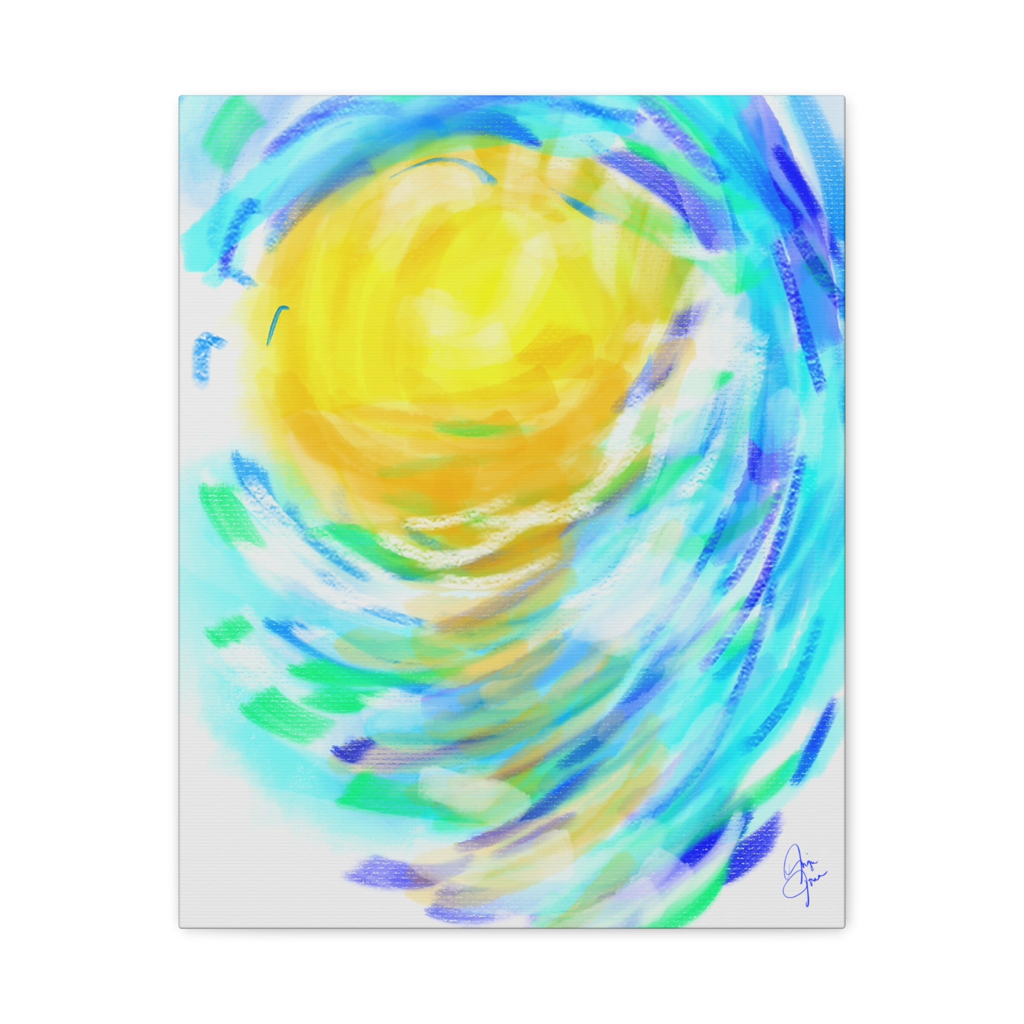 Abstract Sunburst Canvas Art — Vibrant Swirl Matte Stretched Canvas