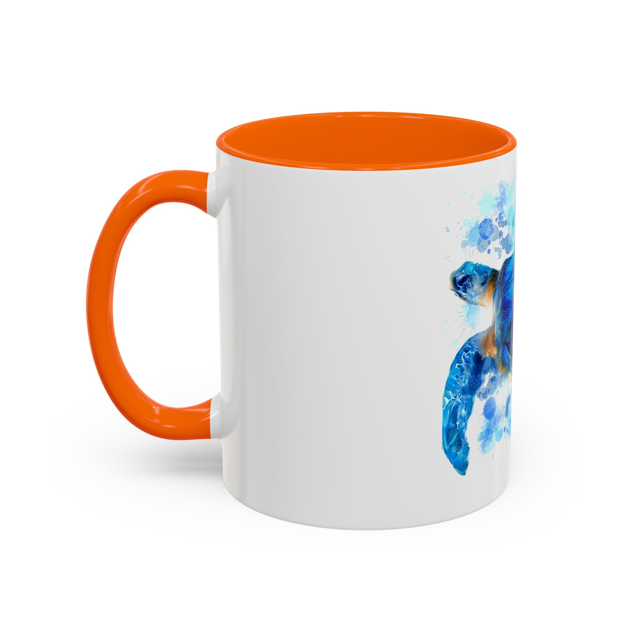 Blue Sea Turtle Accent Coffee Mug — Watercolor Ocean Turtle 11/15oz