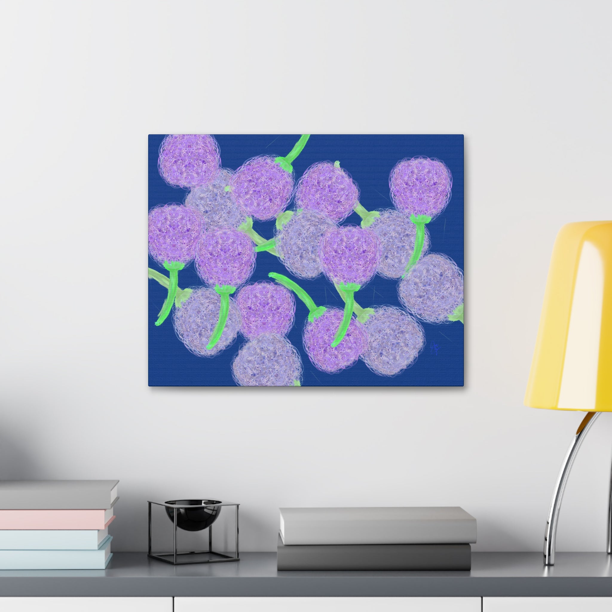 Purple Berry Art Canvas Print — Floral Abstract Wall Decor (Stretched 1.5")