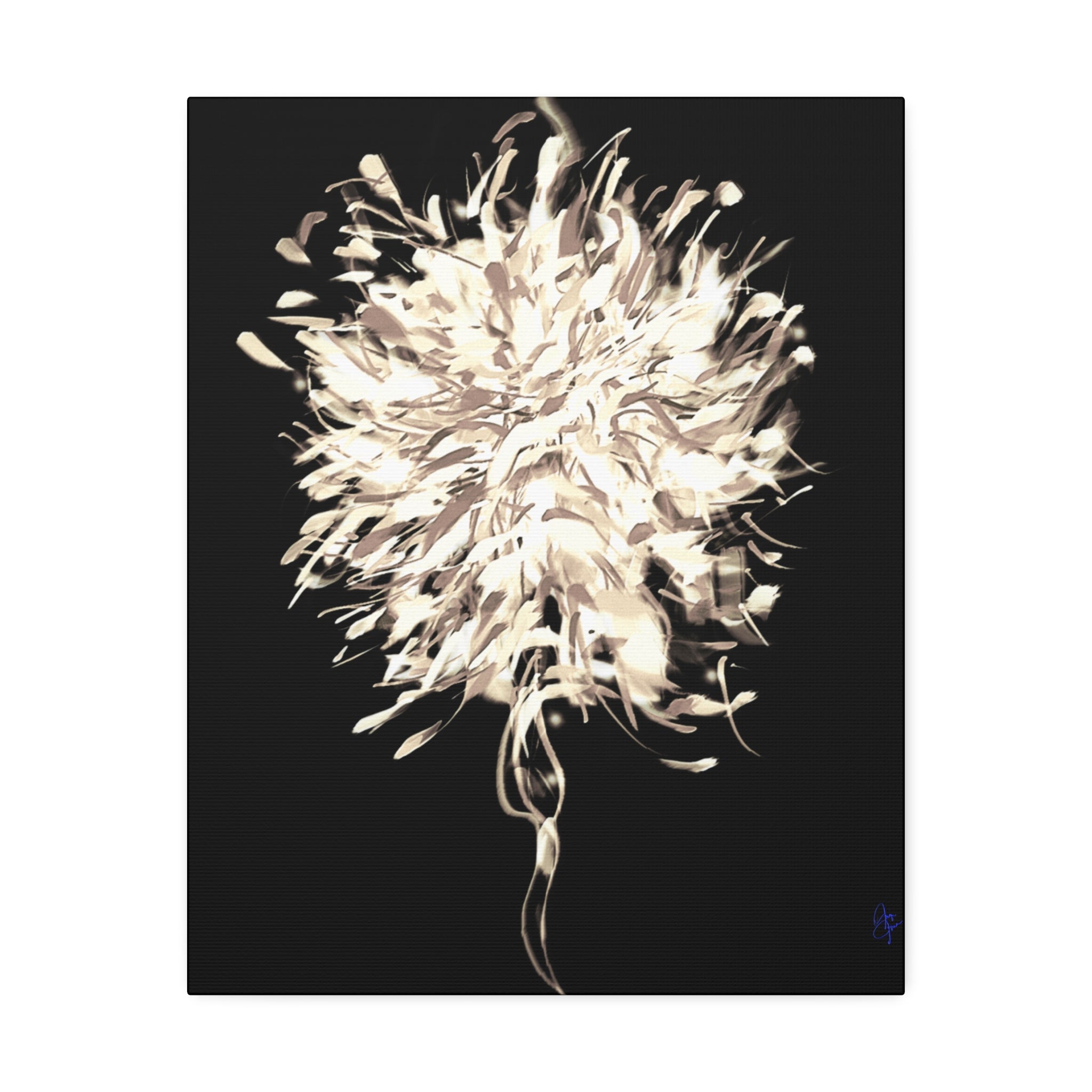 Abstract Floral Canvas Print – Neutral Burst Wall Art, Stretched 1.5"