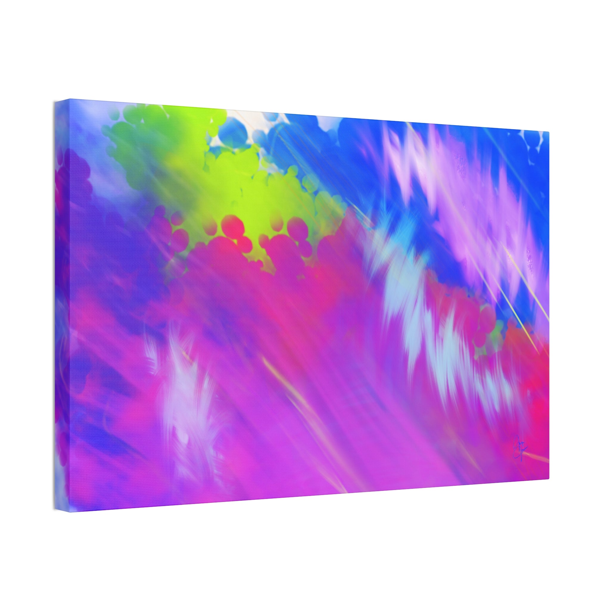 Abstract Neon Tie-Dye Canvas Print — Vibrant Rainbow Wall Art (Stretched 1.5")