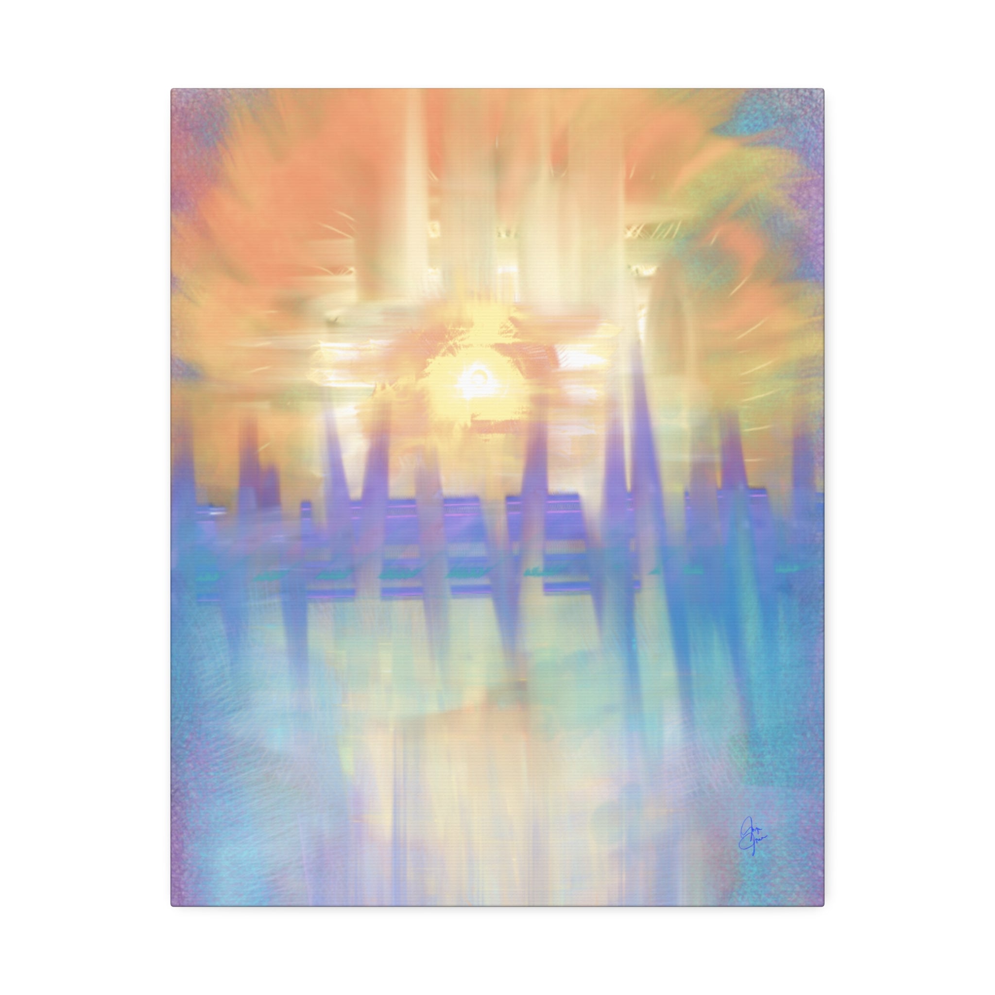 Sunrise Dreamscape Canvas Wall Art — Pastel Abstract Stretched Canvas (1.5")