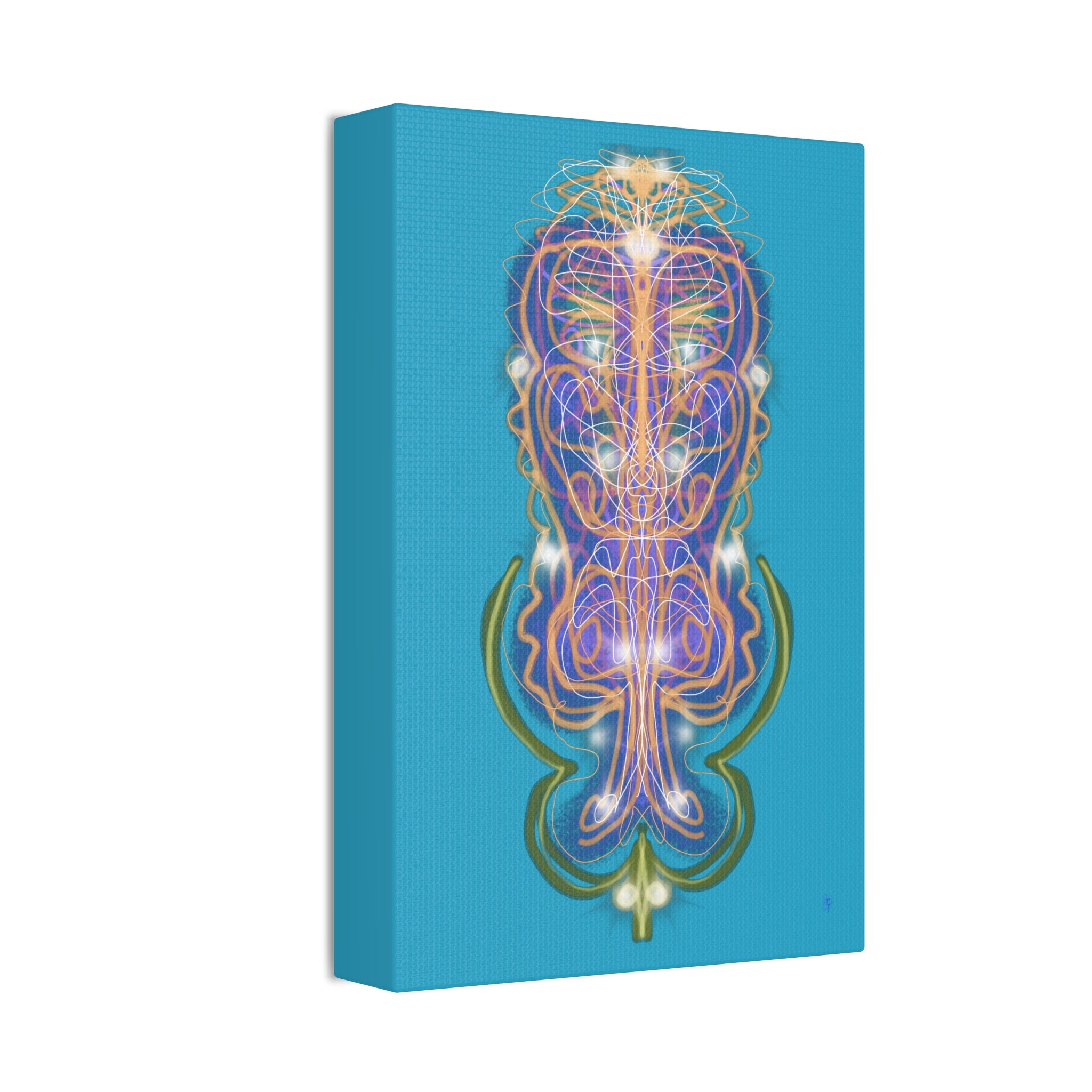 Mystic Symmetry Canvas — Abstract Spiritual Wall Art on Teal