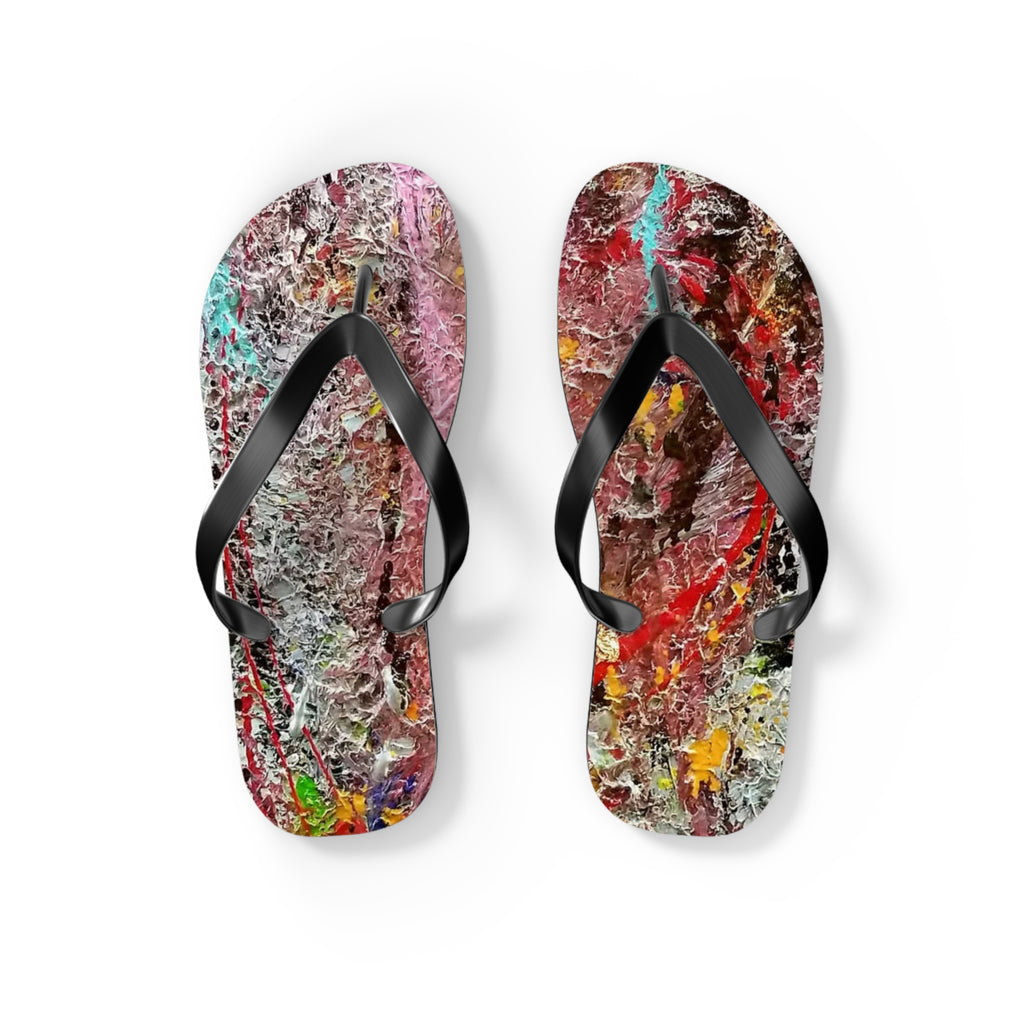 Artistic Abstract Flip Flops — Colorful Graffiti Texture Sandals