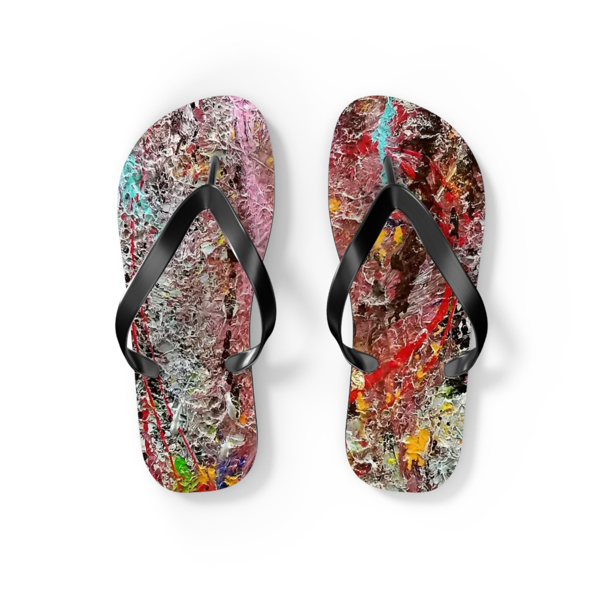 Artistic Abstract Flip Flops — Colorful Graffiti Texture Sandals