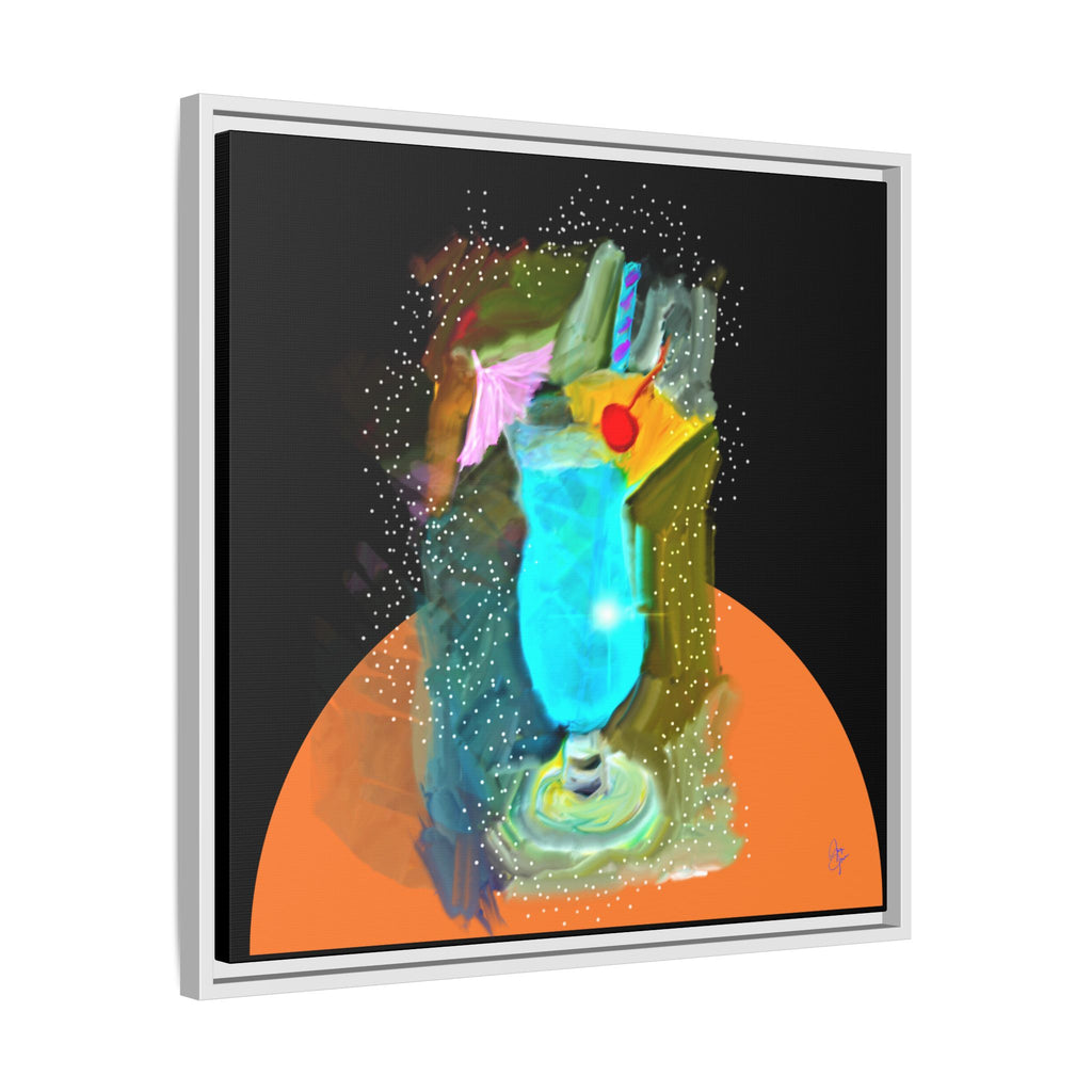 Tropical Blue Cocktail Canvas Print — Framed Matte Bar Art