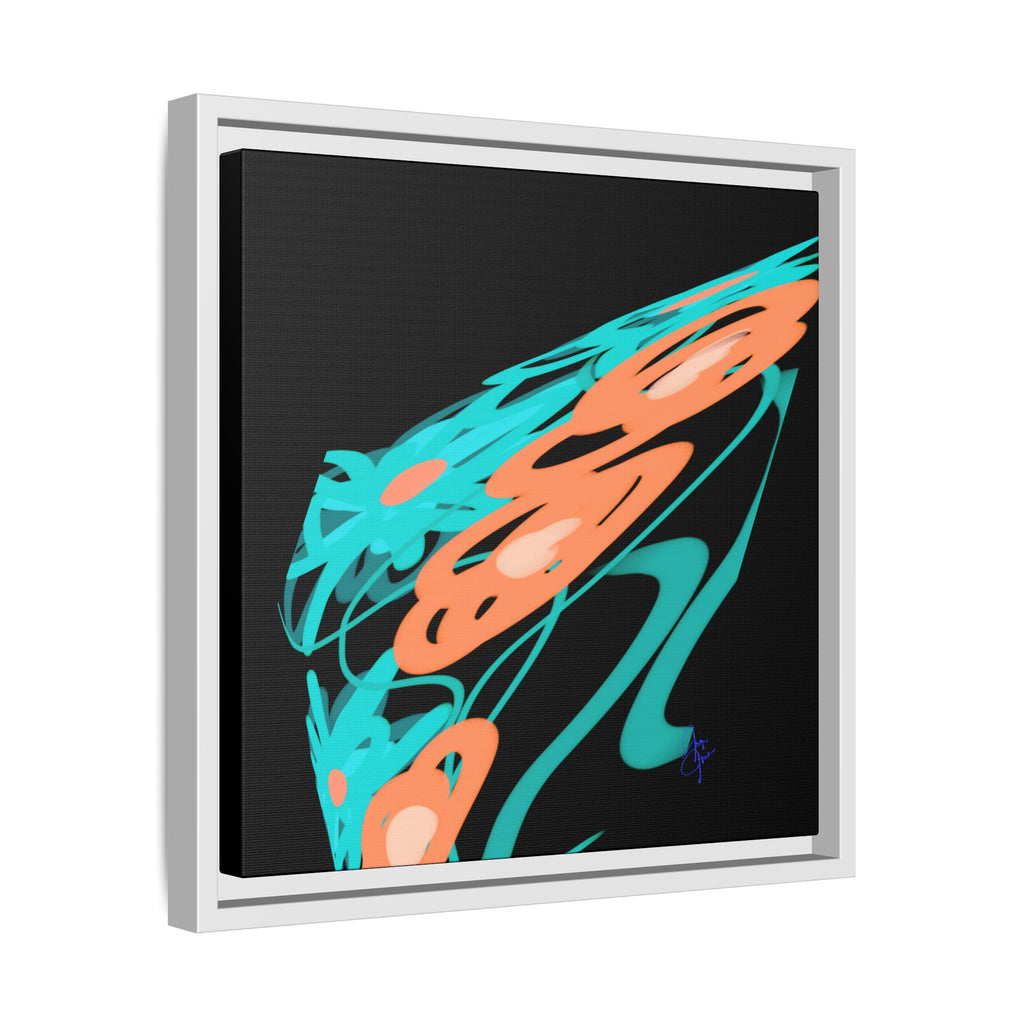 Abstract Teal & Coral Splash Framed Canvas