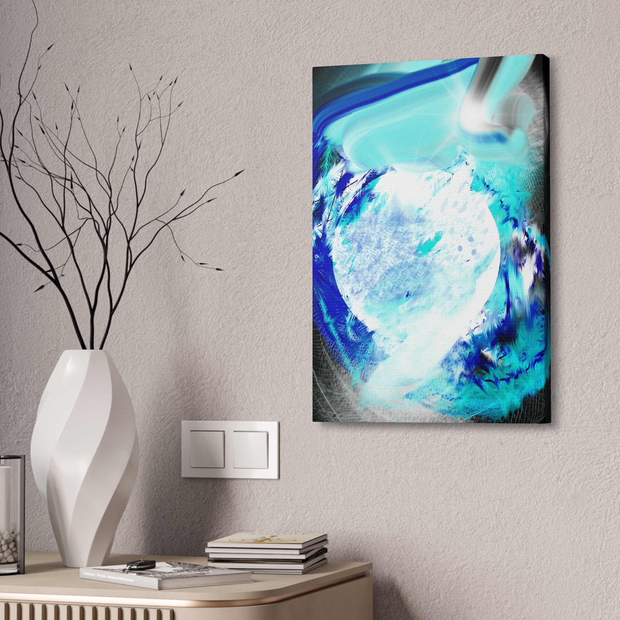 Abstract Blue Moon Canvas Print — Stretched 1.5" Wall Art