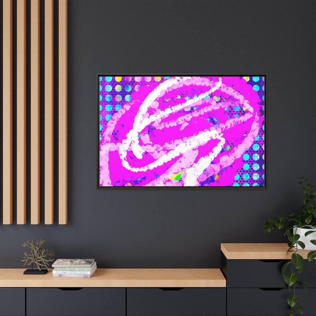 Abstract Neon Pop Art Matte Canvas — Framed Multi‑Color Wall Art