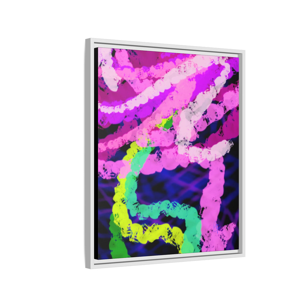 Framed Matte Canvas - Neon Rose Abstract Wall Art