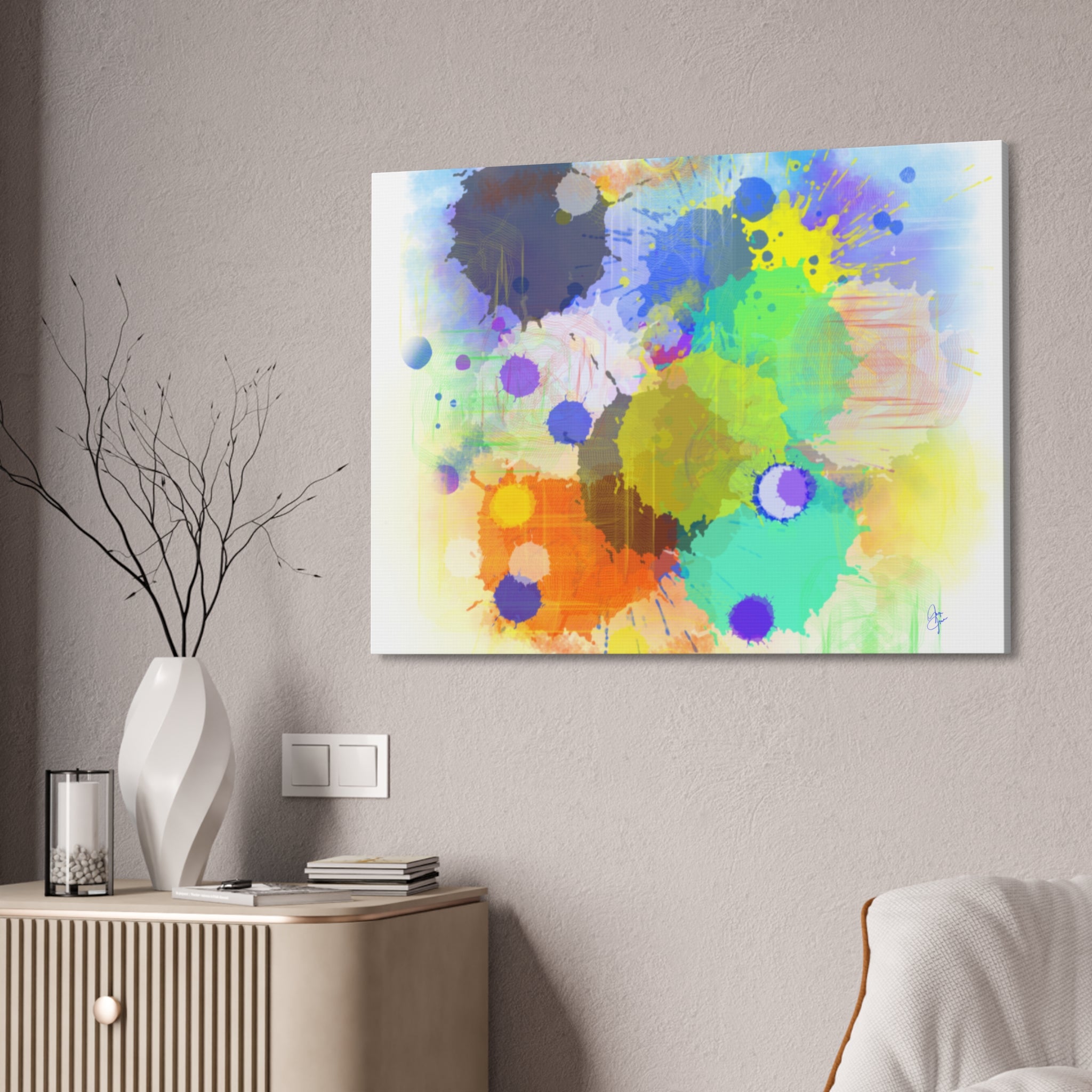 Abstract Color Splash Canvas Print — Stretched 1.5"