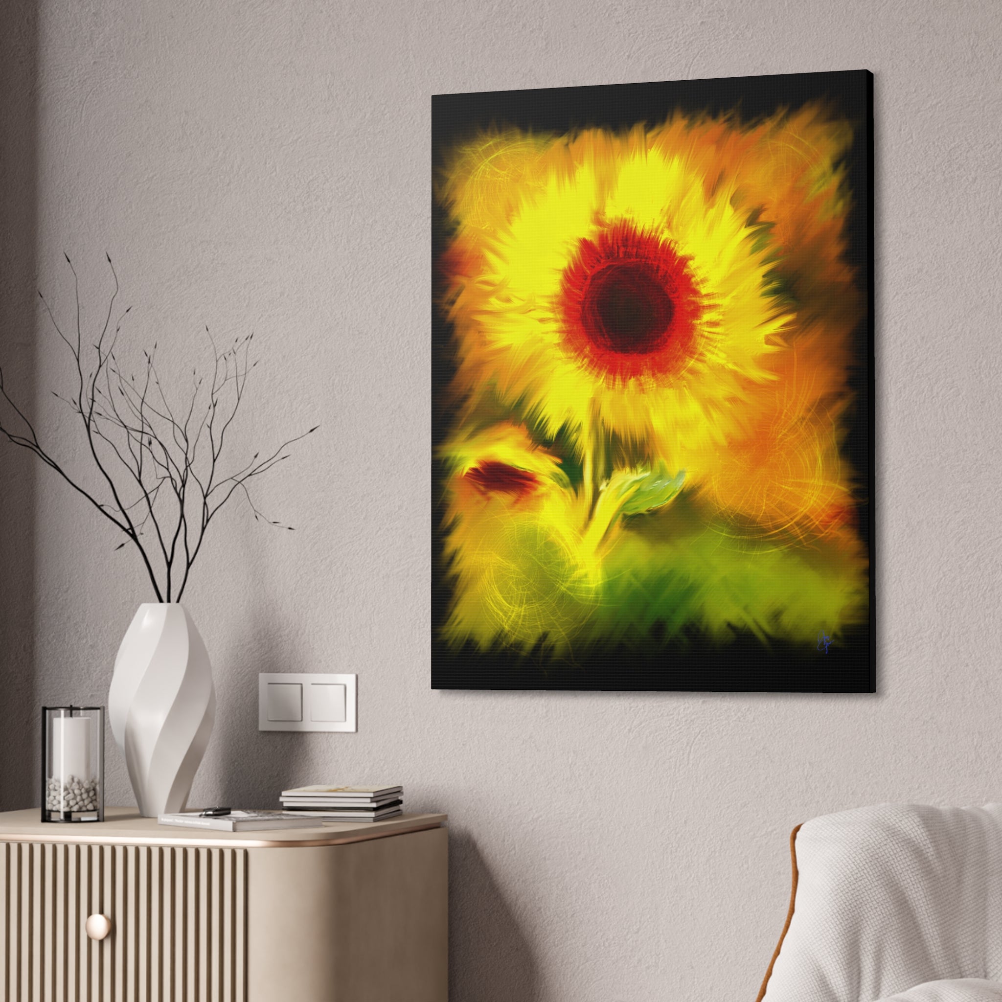 Sunflower Canvas Print – Bright Yellow Floral Wall Art (Stretched 1.5")