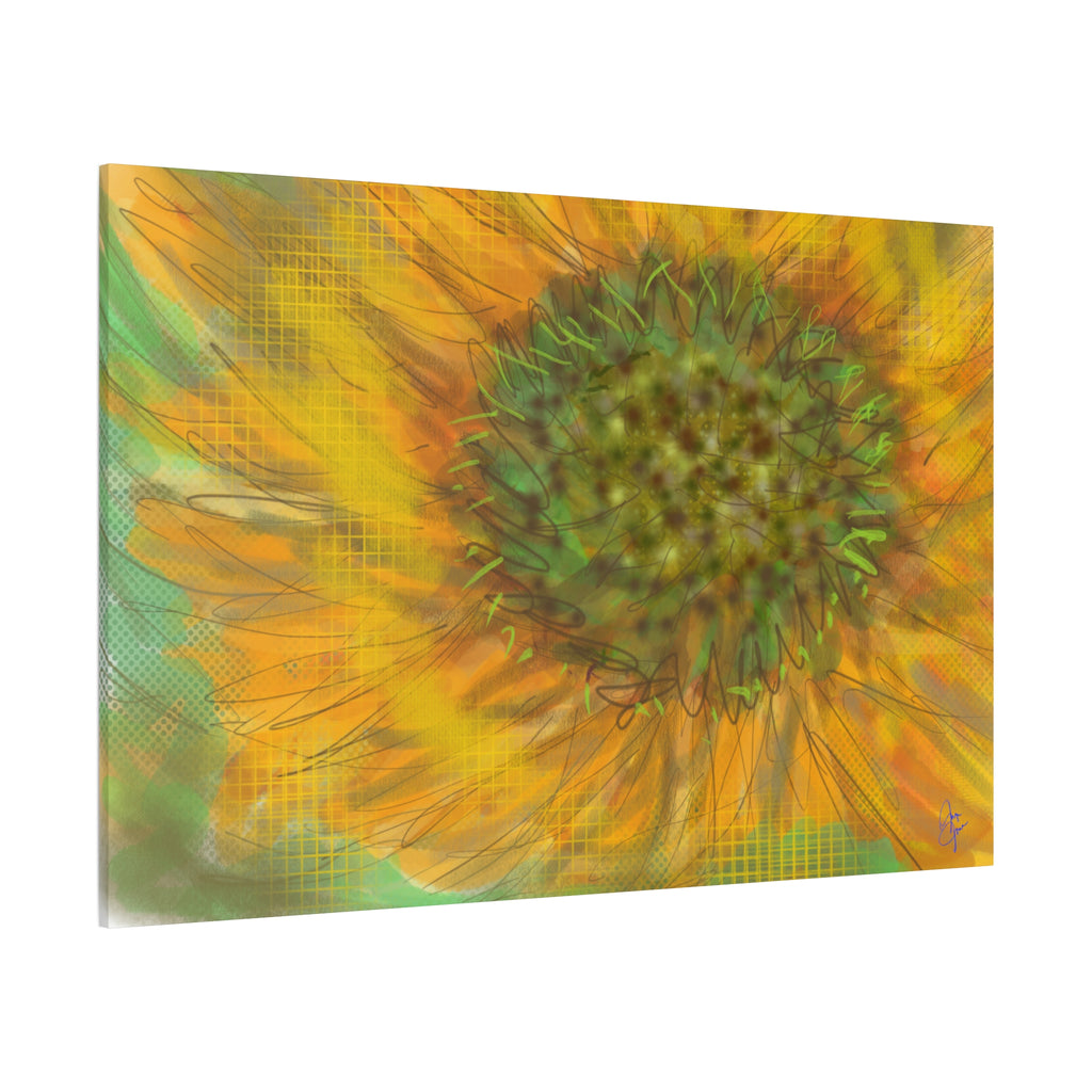 Sunflower Burst Matte Canvas Wall Art — Orange Stretched Canvas Print