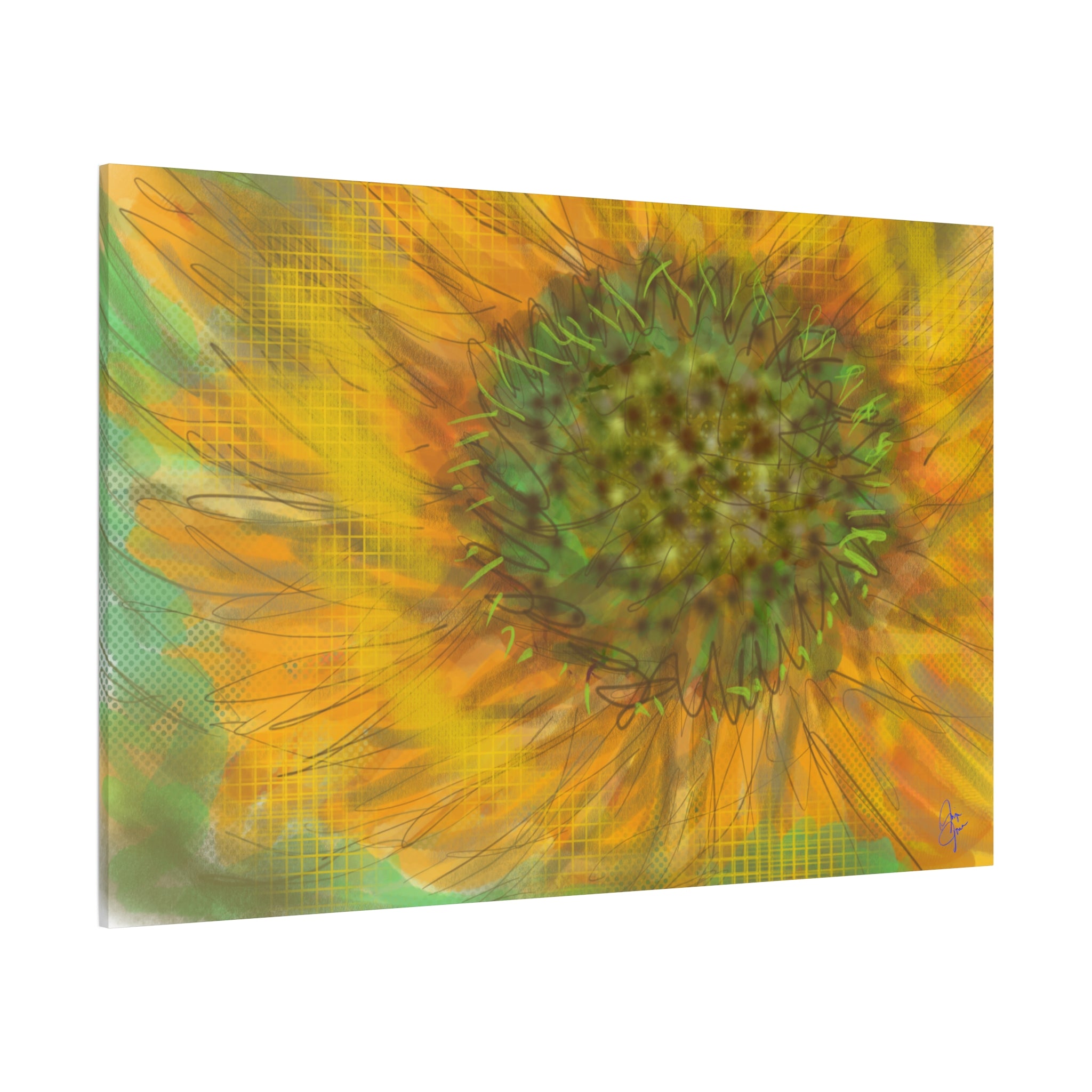 Sunflower Burst Matte Canvas Wall Art — Orange Stretched Canvas Print