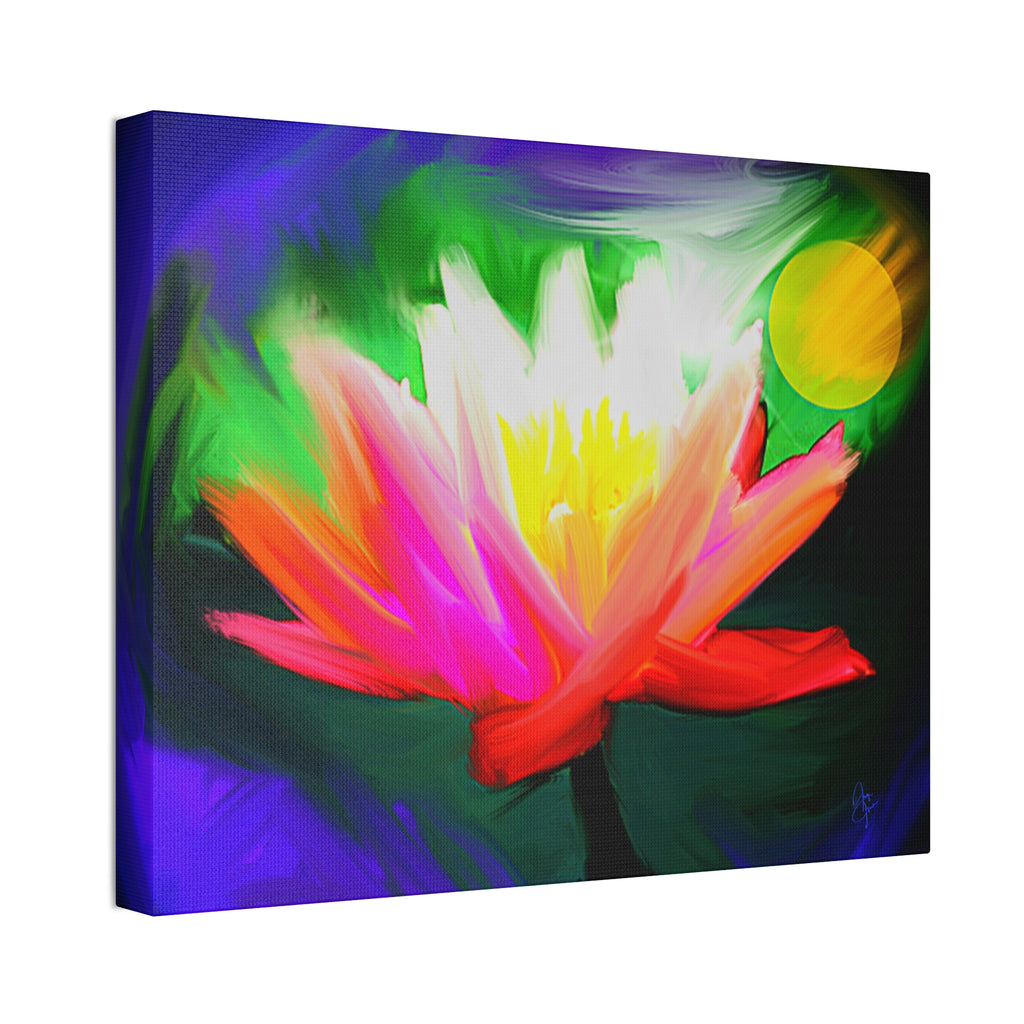 Vibrant Lotus Canvas Print — Bright Floral Stretched Wall Art